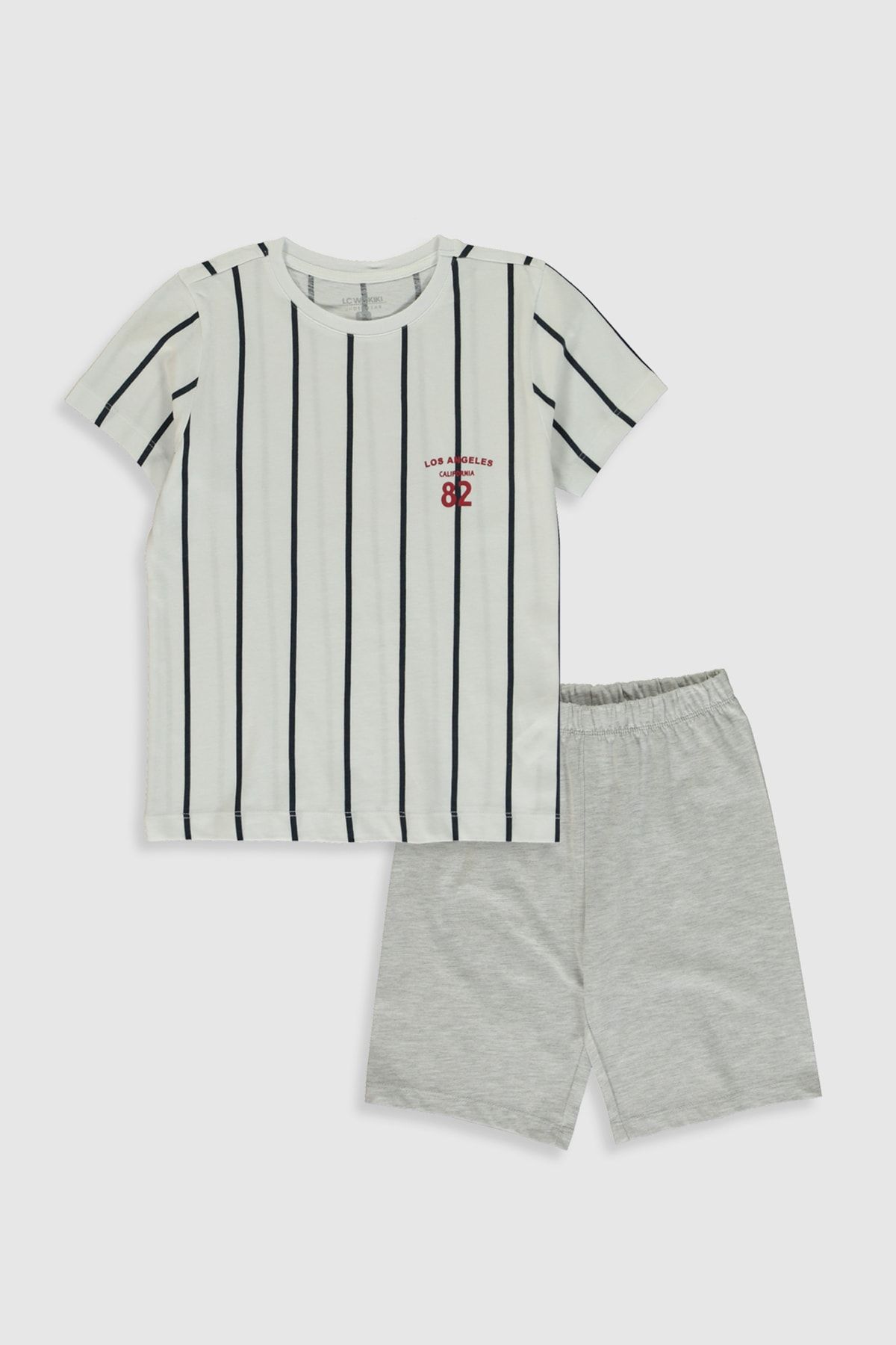 Erkek Çocuk Beyaz Baskılı Lu7 Pijama Takımı