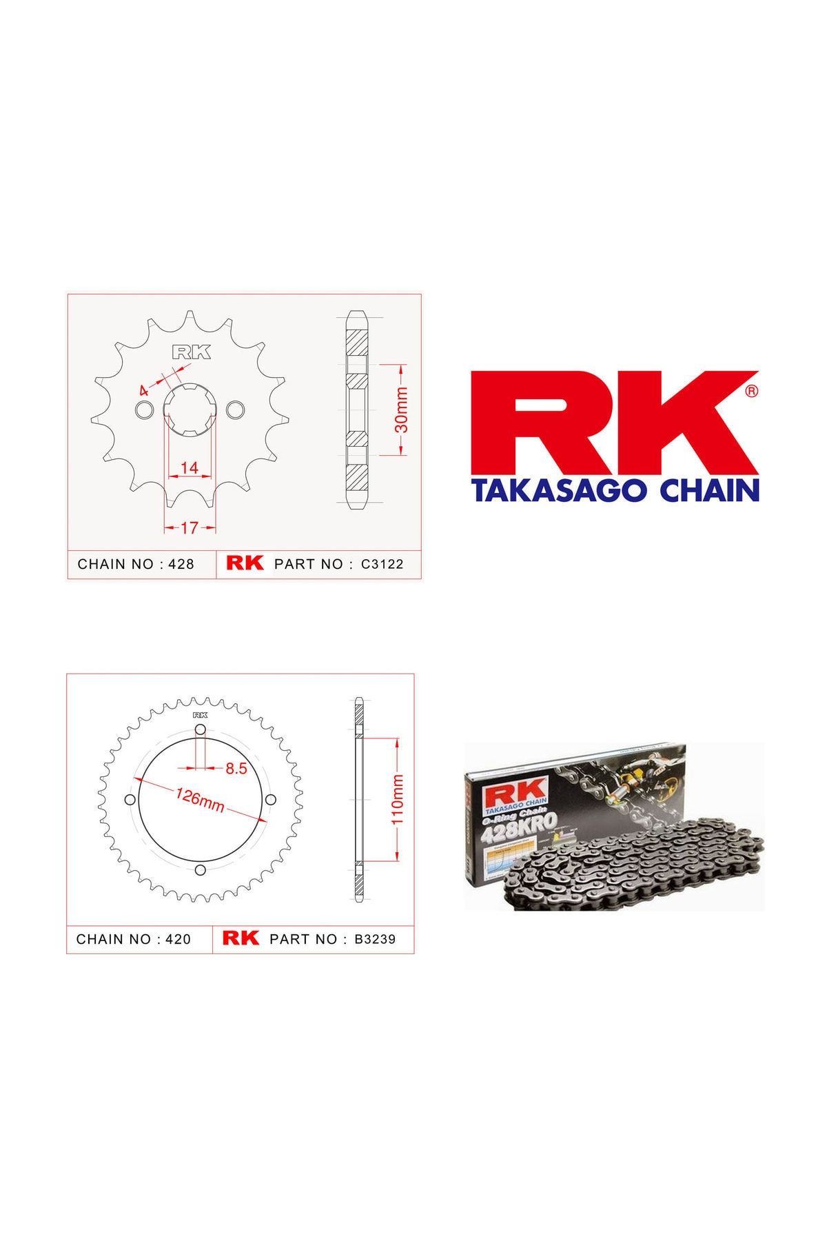 RK Kawasaki Klx 150 L Rk O-Ring Zincir Dişli Set 428 Kro 14/47T(2014-2015)