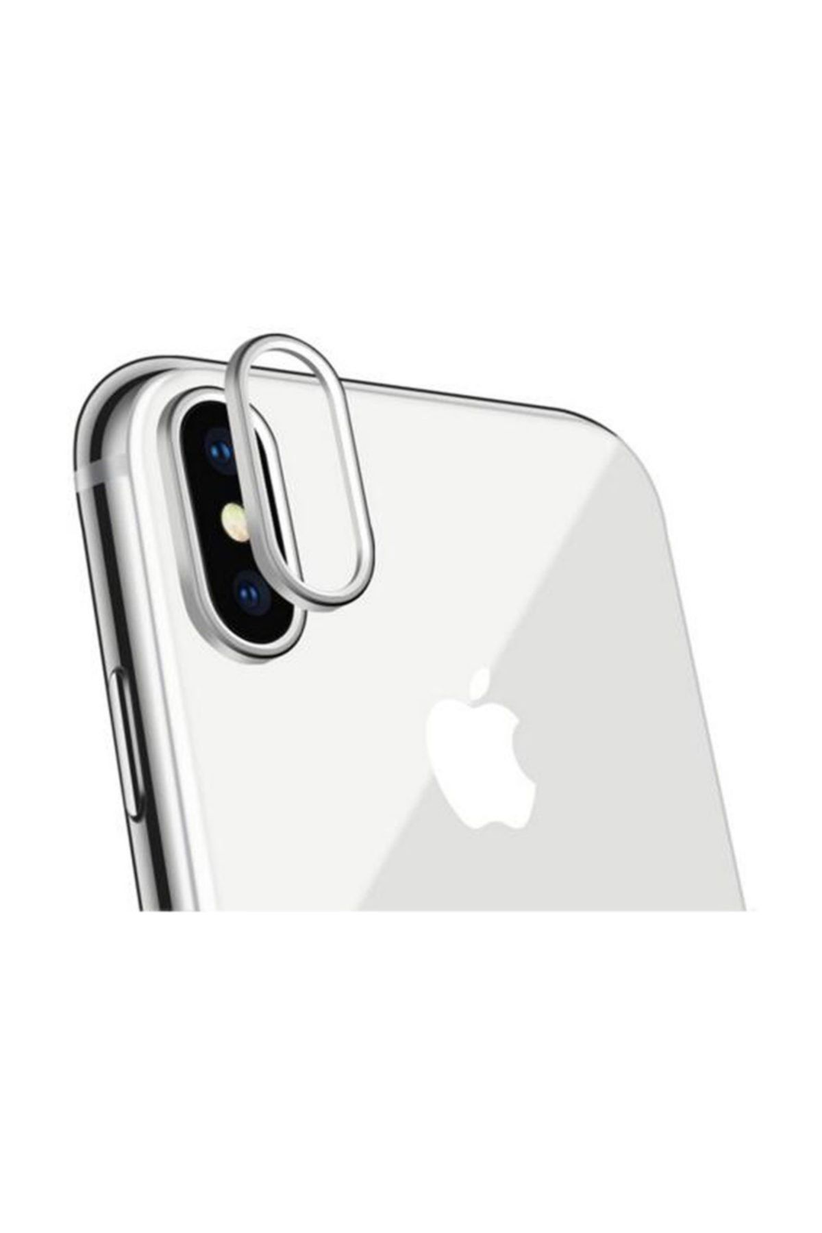 Microcase Iphone X Kamera Lens Koruma Halkası - Açık Tasarım - Gümüş