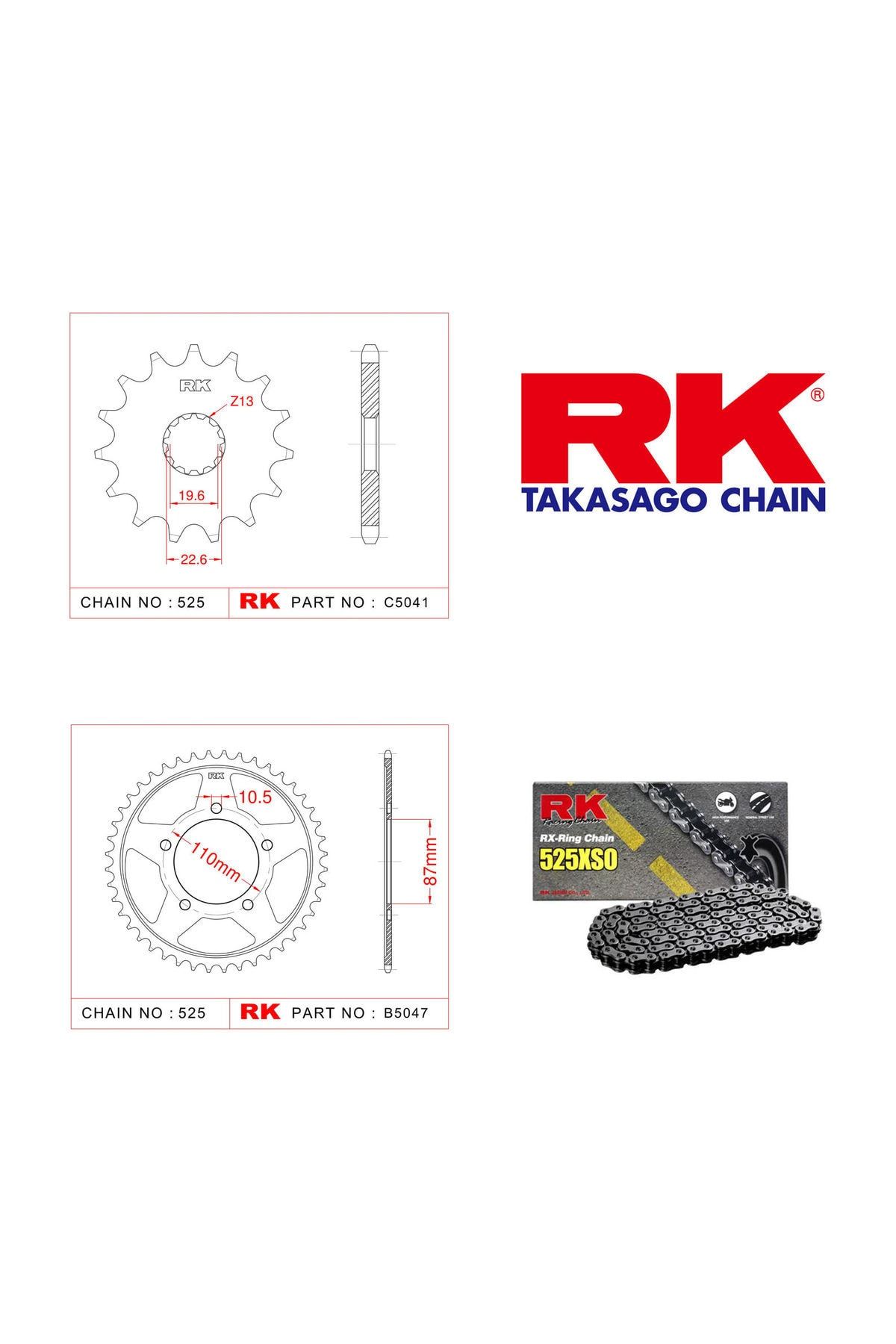 RK Suzuki Gsf 650 Bandıt S Rk X-Ring Zincir Dişli Set 525 Xso-15/48T(2007-2013)