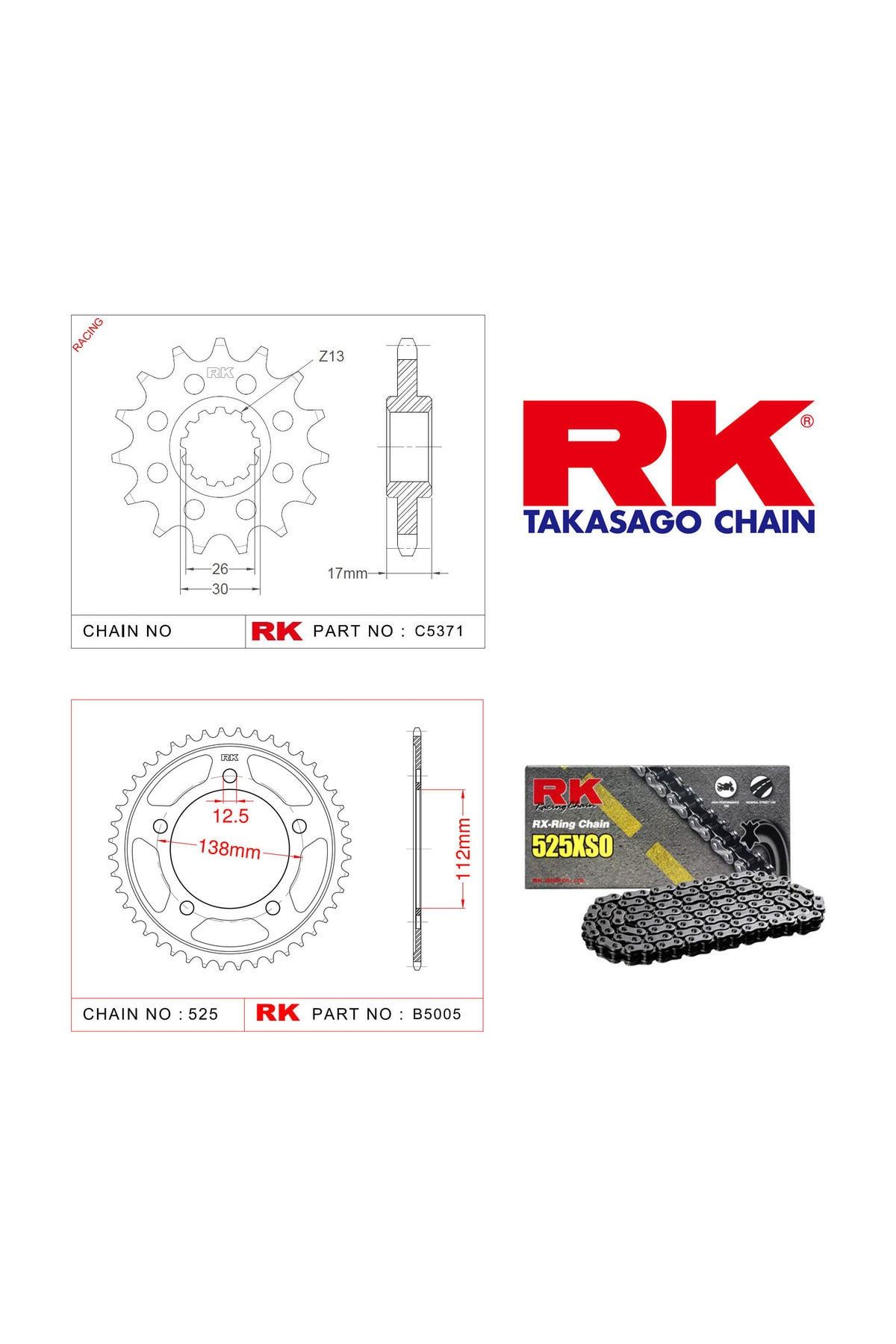 RK Honda Cbr 600 F4 Rk X-Ring Zincir Dişli Set 525 Xso-16/45T(1999-2000)