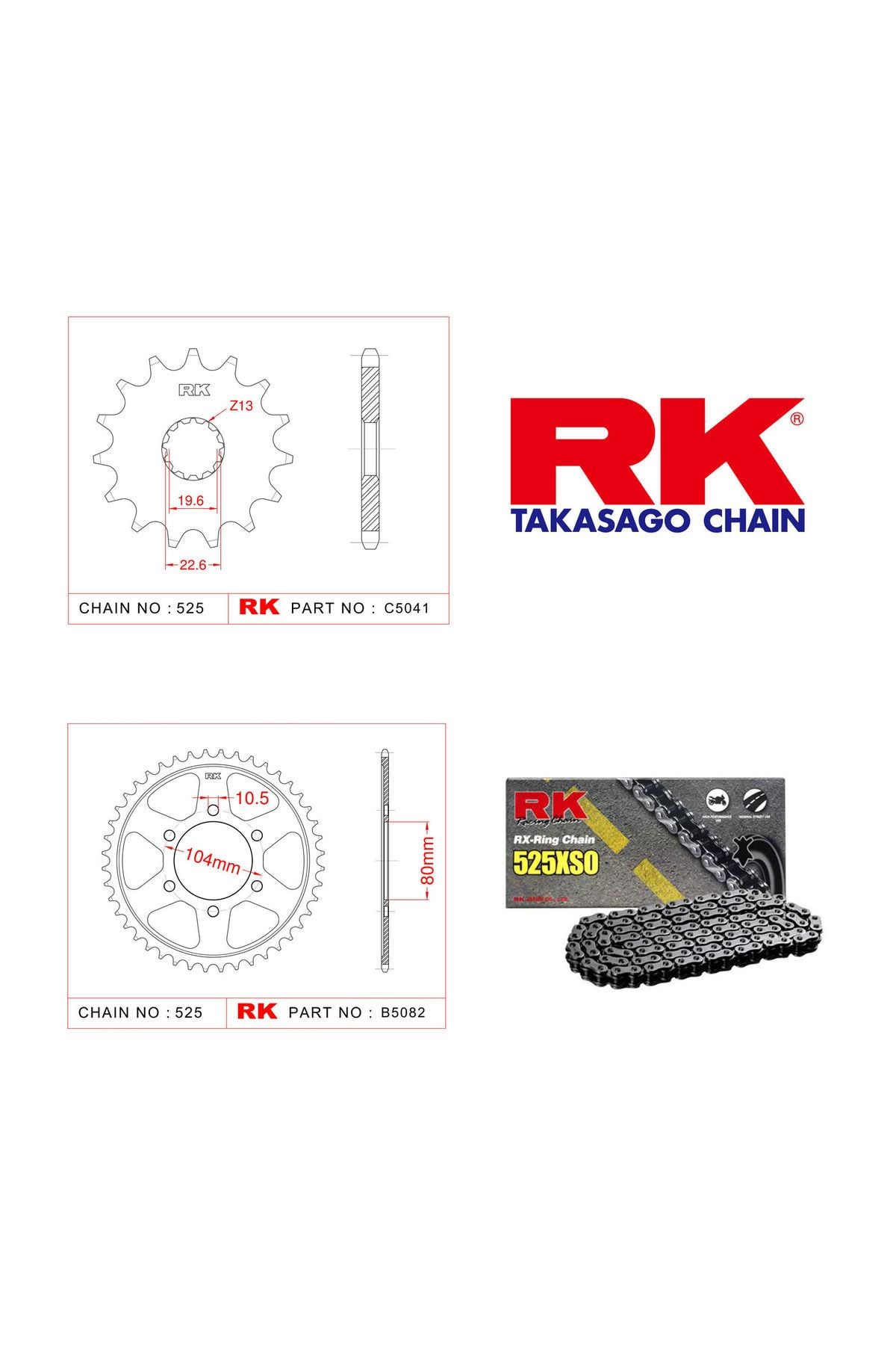 RK Kawasaki Zx-10 R Nınja Rk X-Ring Zincir Dişli Set 525 Xso-17/41T(2008-2009)