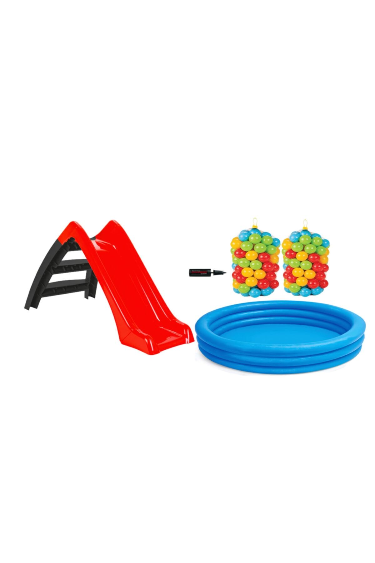 Intex Kaydıraklı Kristal Havuz (114x25cm) +125 Top (6 cm) +pompa Set