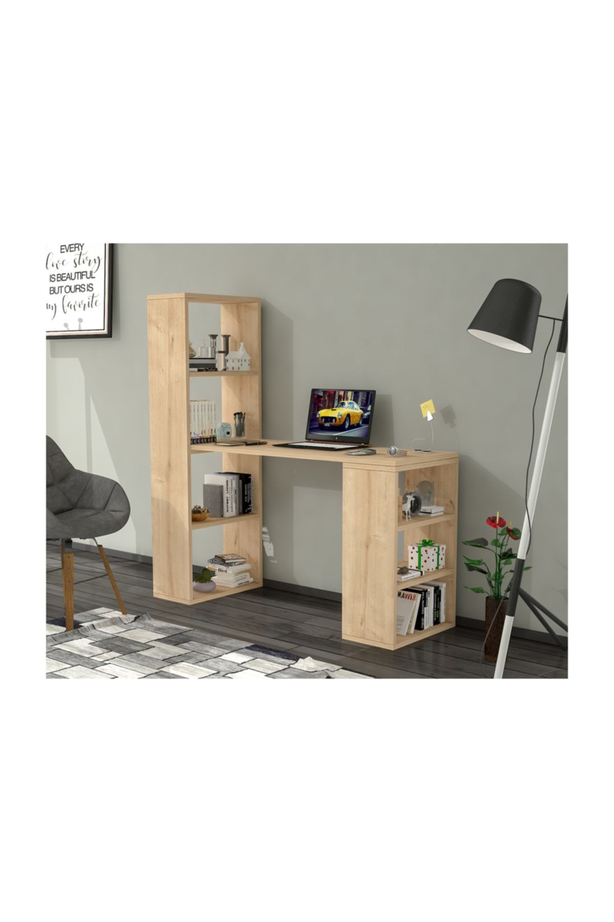 Rafline Brehon Safir Meşe Çalışma Masası