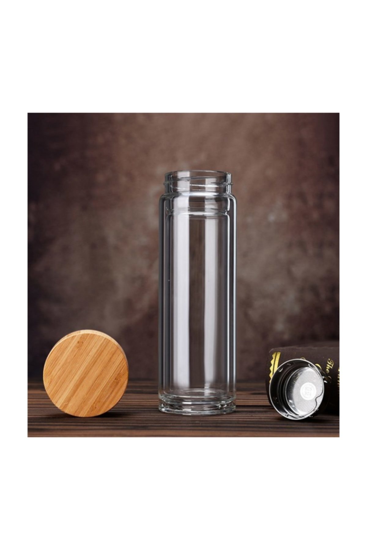 Tasarım Evi Çift Cidarlı 350 ml Camlı Termos Şişe - Cam Matara