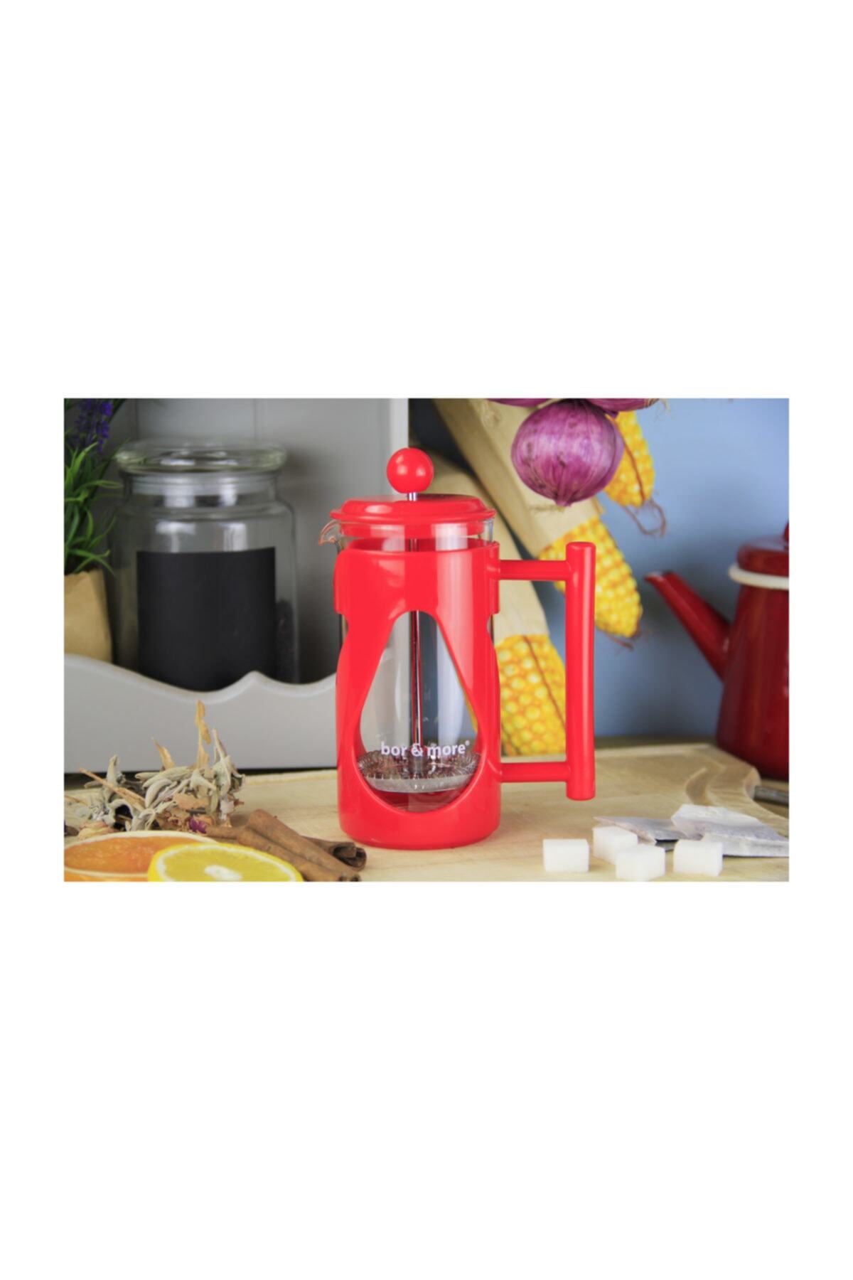 ANCEL Borosilikat Kırmızı French Press 350 ml