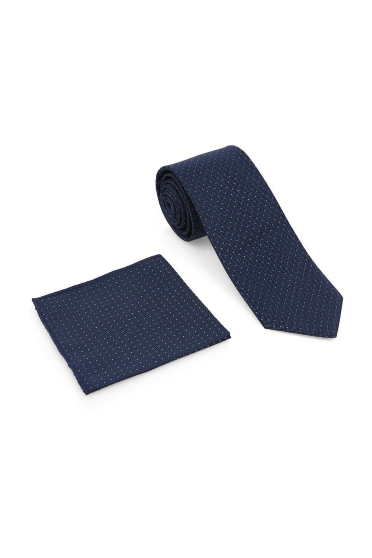 Brianze Mavi Noktalı Desen Mendilli Kravat- Mkav-1