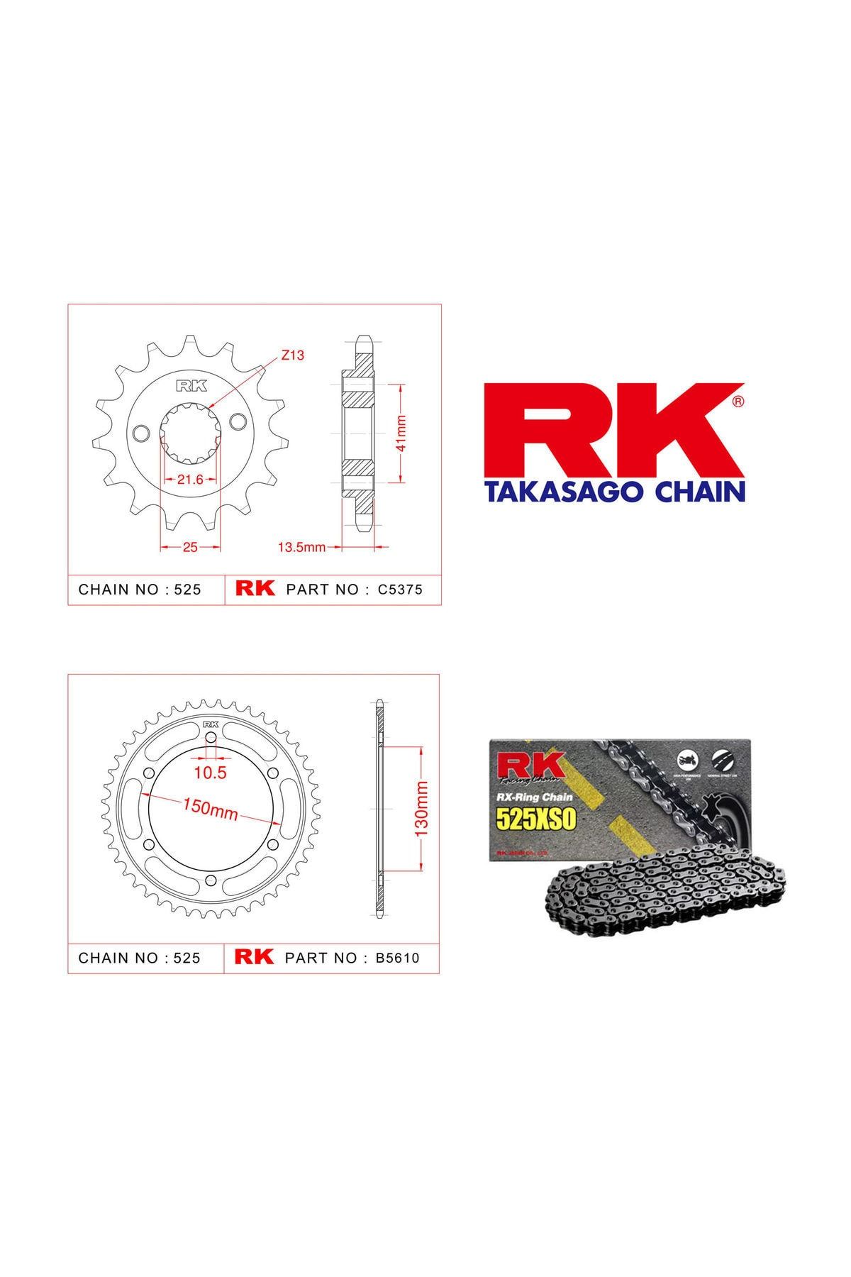 RK Honda Xl 650 V Transalp Rk X-Ring Zincir Dişli Set 525 Xso-15/48T(2000-2007)