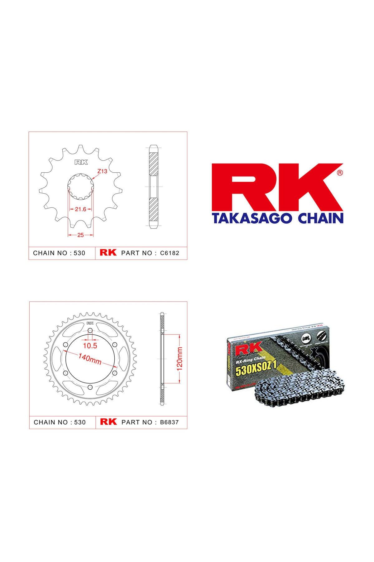 RK Suzuki Gsx-R 1300 Hayabusa Rk X-Ring Zincir Dişli Set 530 Xso-17/40T(1999-2005)