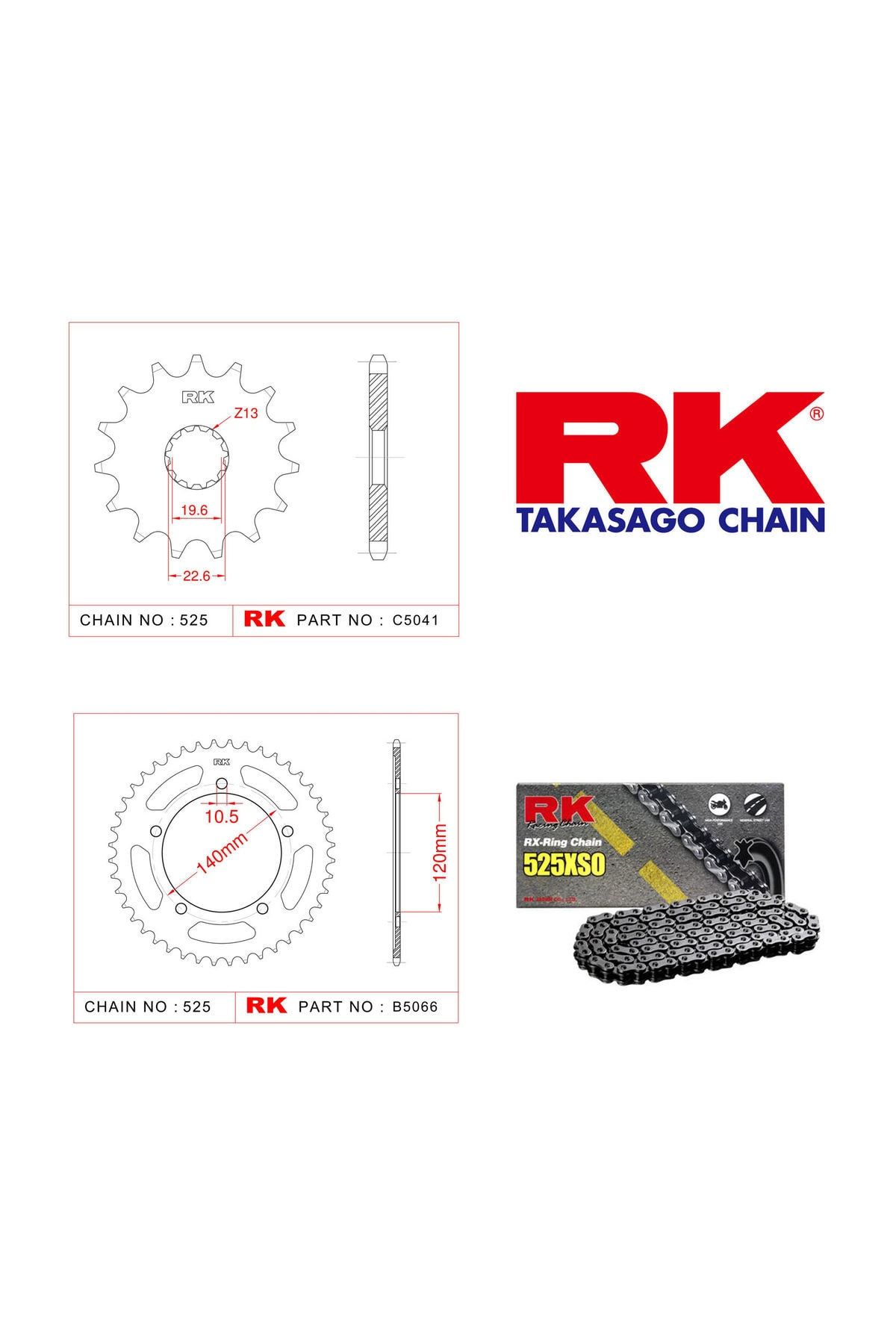RK Suzuki Gsx-R 750 Rk X-Ring Zincir Dişli Set 525 Xso 17/43T(2004-2005)