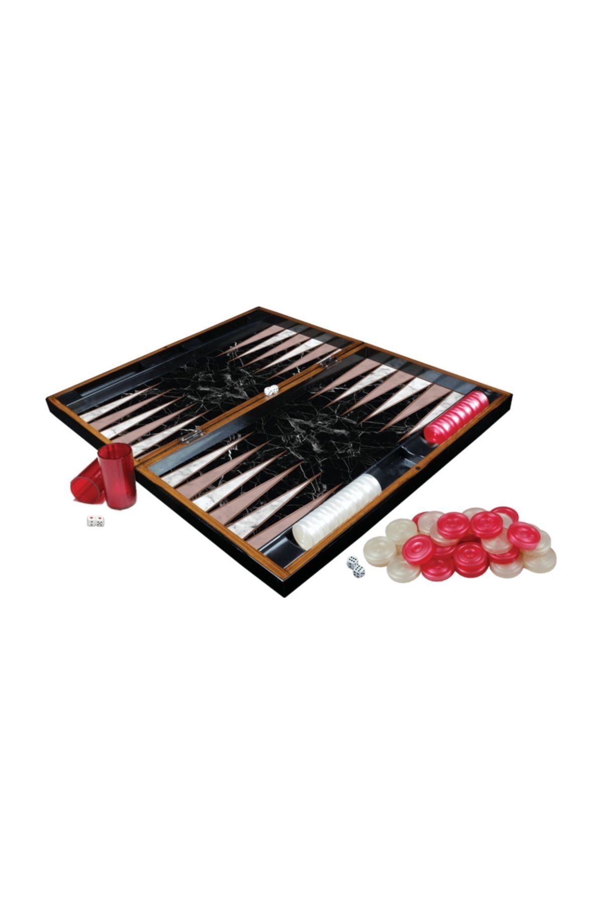 pologift Turnuva Marble Tasarımlı El Işi Tavla Takımı 50 x 50 cm