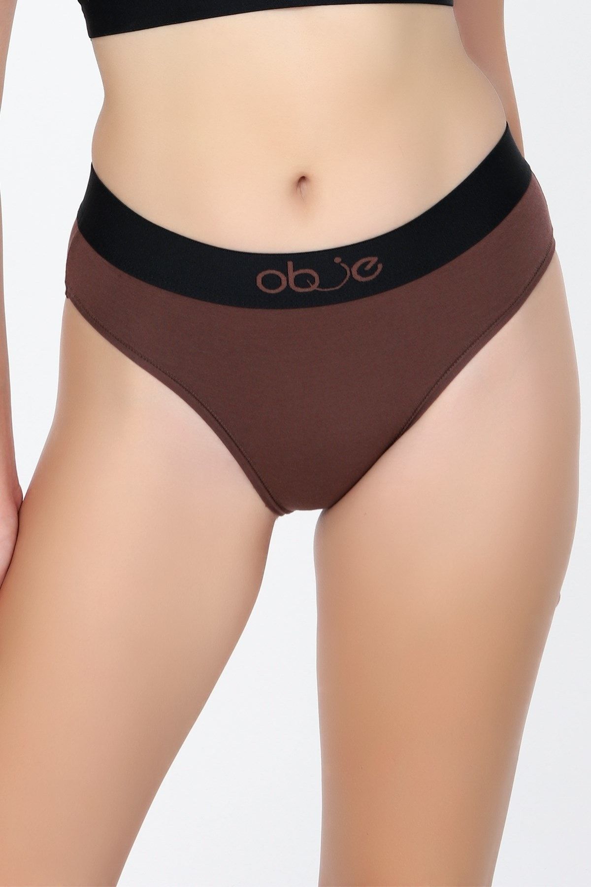 OBJE Penye Modal Kadın Slip - Kahverengi