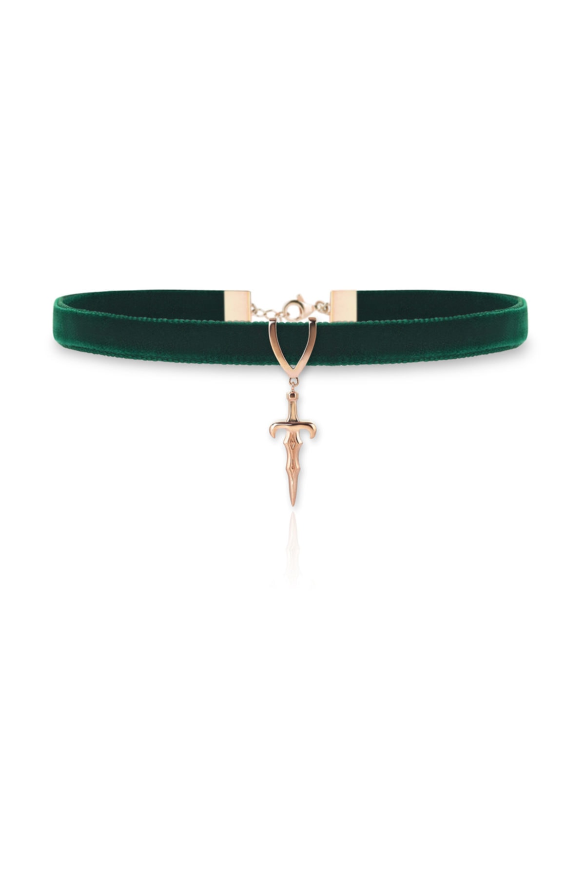 TYRAN DESIGN Kılıç Choker Yeşil Kadifeli