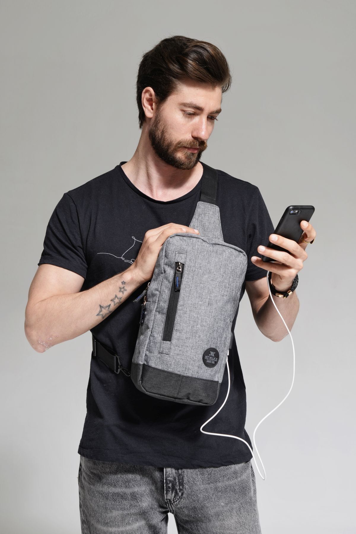 My Valice Smart Bag Usb'li Çapraz Göğüs Çantası 1501 Gri