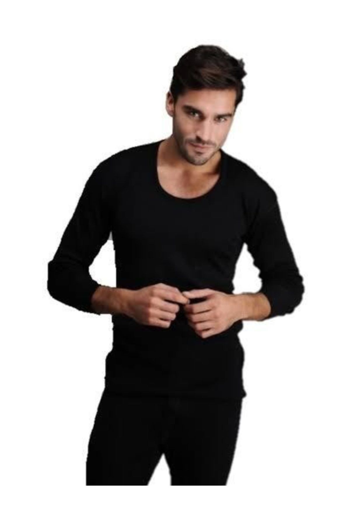 Hasyün Bora Siyah Erkek Uzun Kollu İçlik Takım