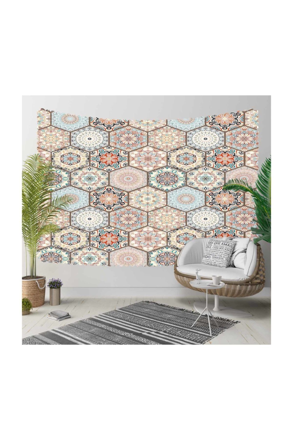 Else Halı Osmanlı Patchwork 3d Kumaş Dekoratif Duvar Örtüsü 140x200cm