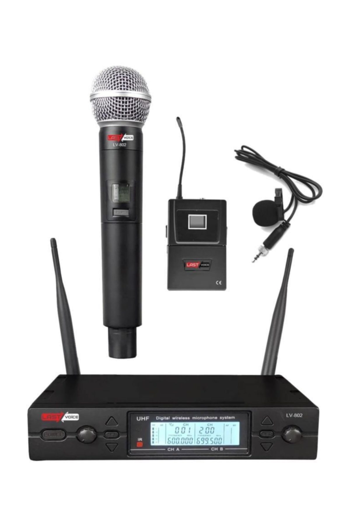 Lastvoice Lv-802ey V2 Uhf Telsiz Kablosuz El Ve Yaka Mikrofonu