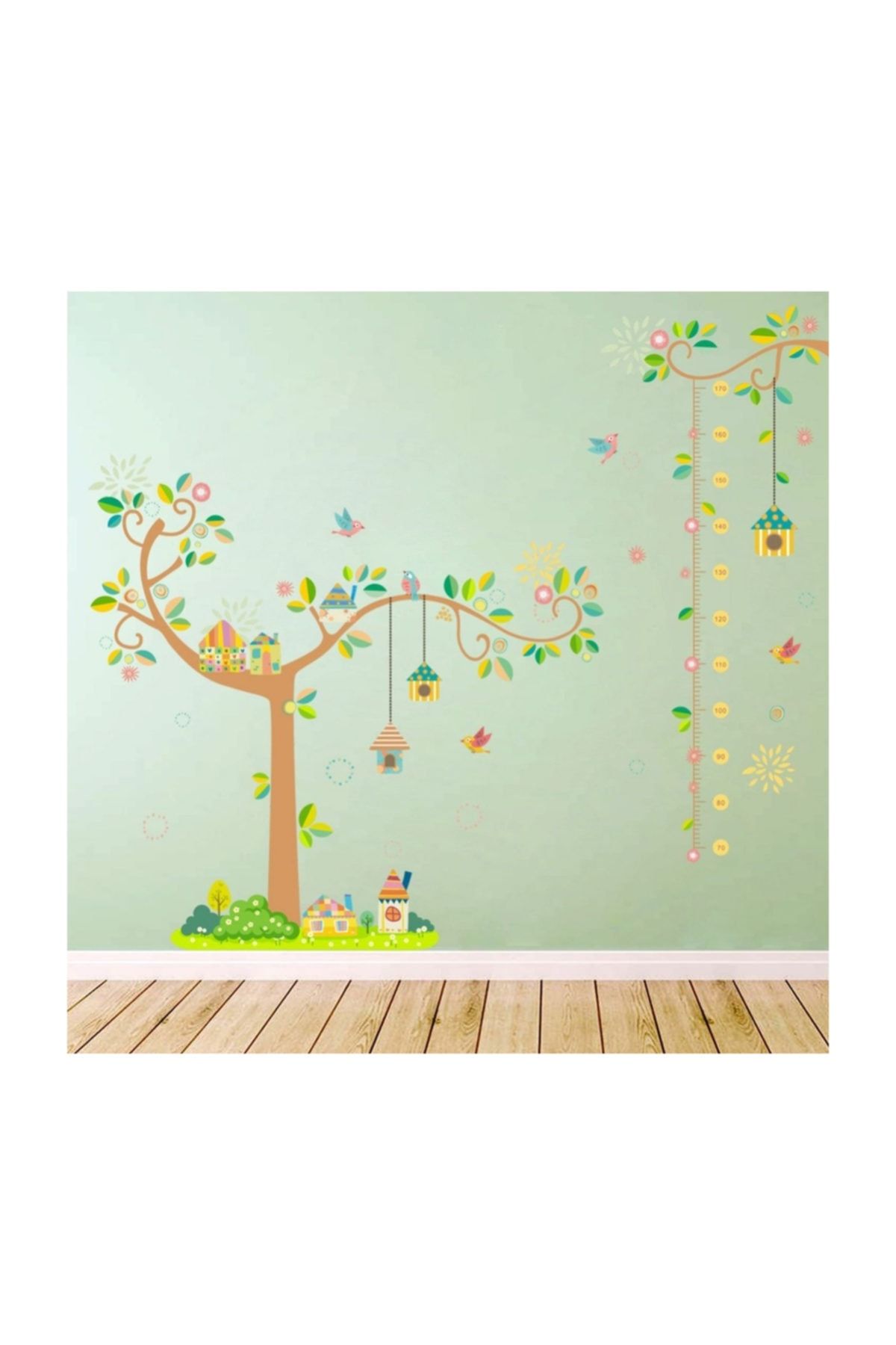 KT Decor Ağaç Ve Kuşevleri Bebek Ve Çocuk Odası Boy Ölçer Pvc Duvar Sticker