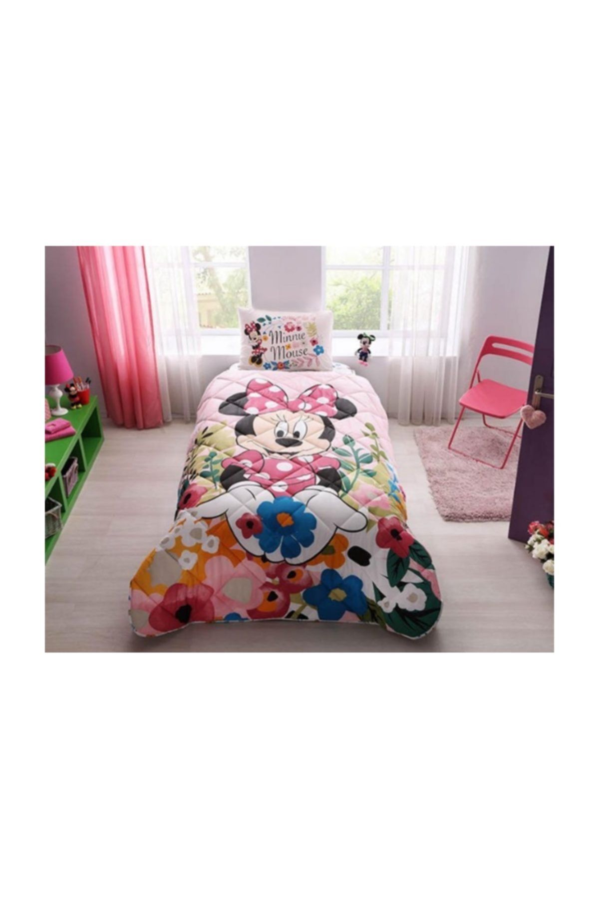 Taç Lisanslı Yorgan Seti Disney Minnie Tek Kişilik Yastık Hediyeli