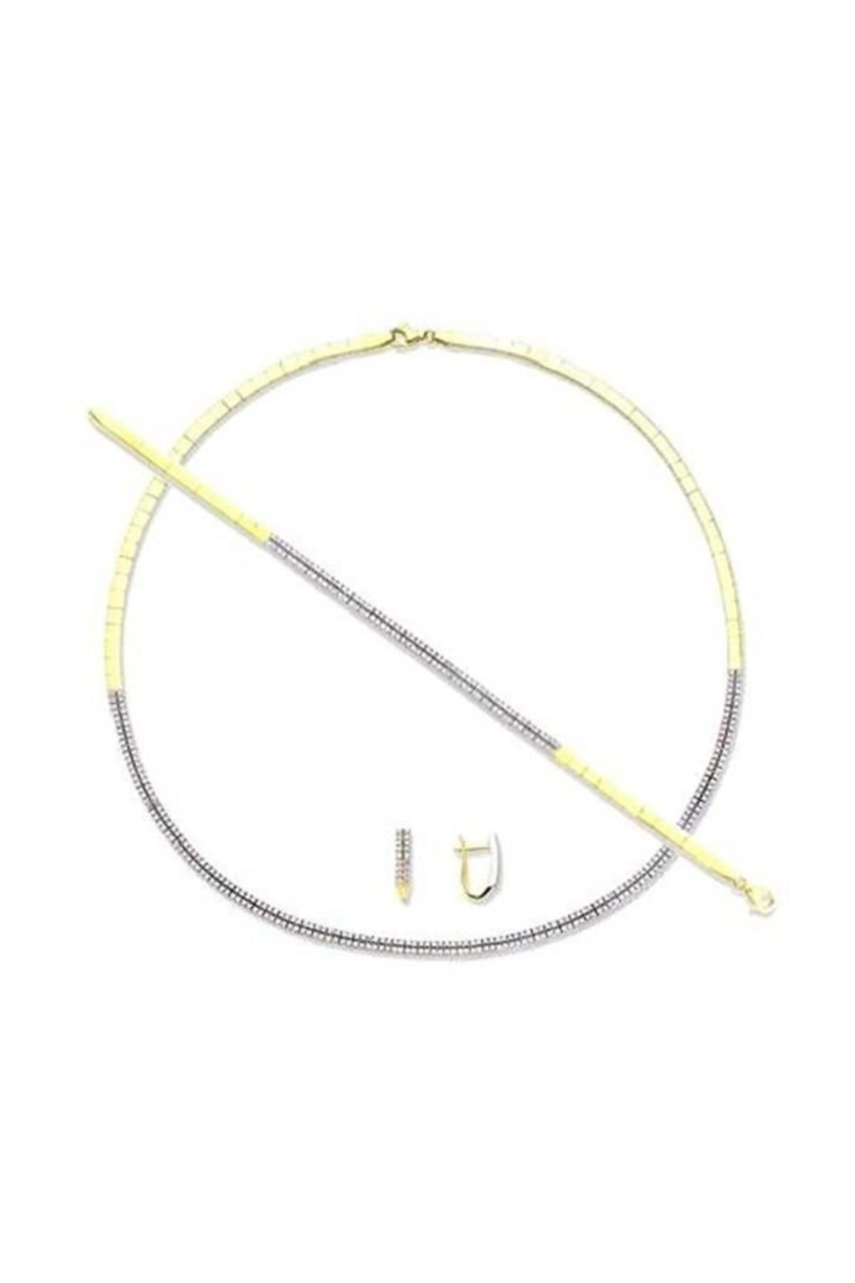 BİLEZİKHANE Oval Düğün Takım 24,13 Gram 2 Sıra Iki Renkli 14 Ayar Altın