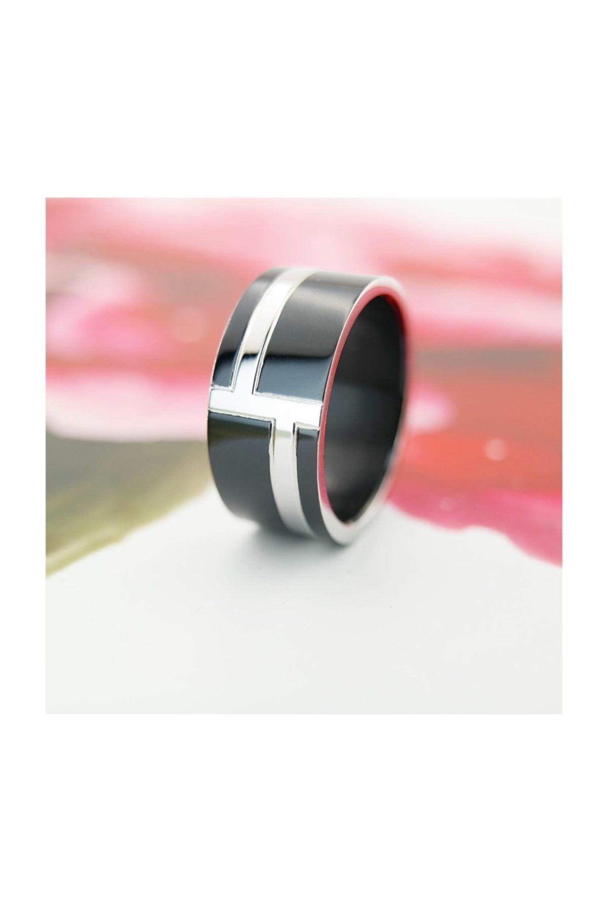 Lost 10 Mm Siyah Kuşaklı  Çelik Yüzük