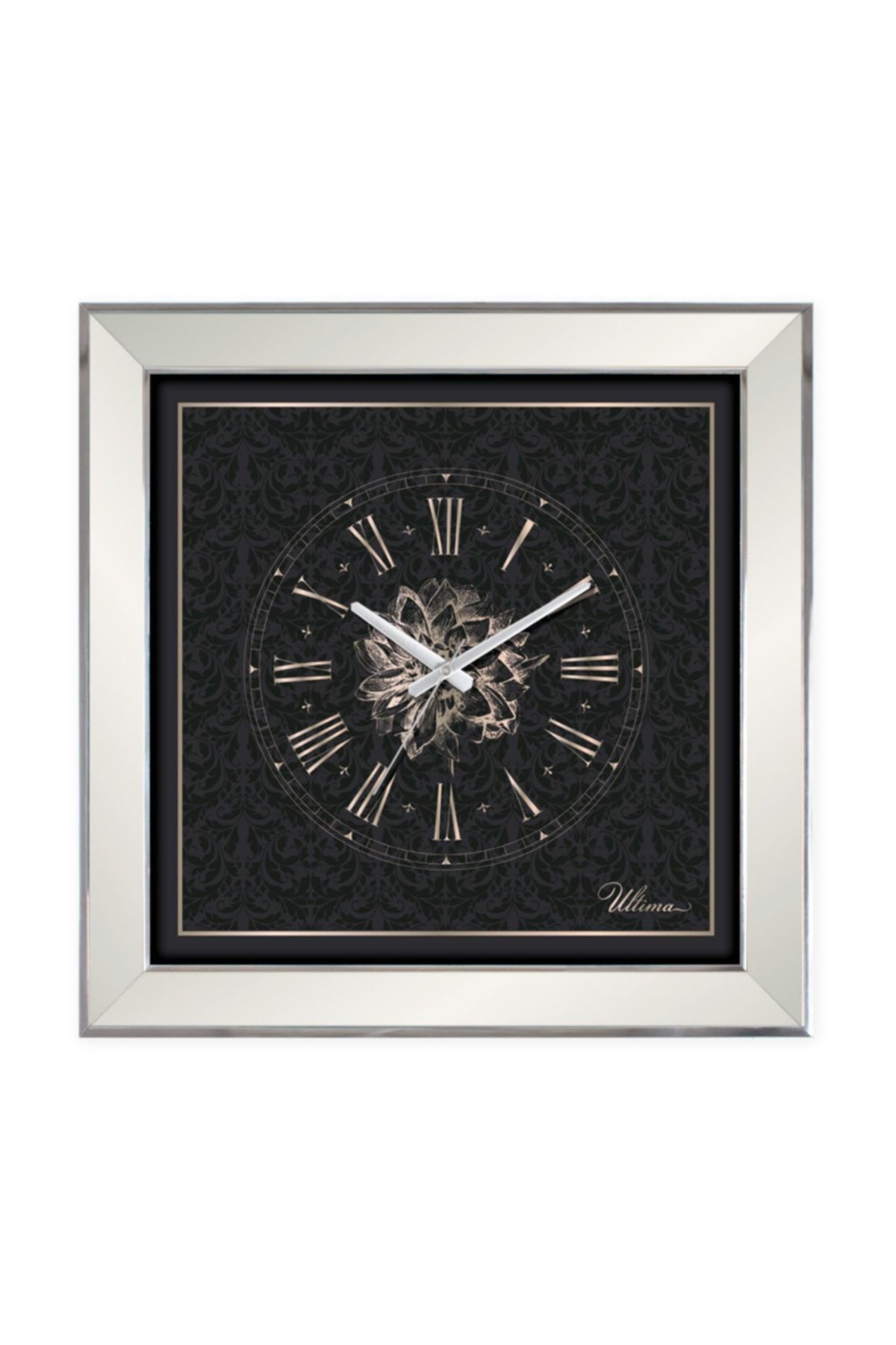 Ultima Regal Ayna Çerçeveli Duvar Saati 55cm Gümüş