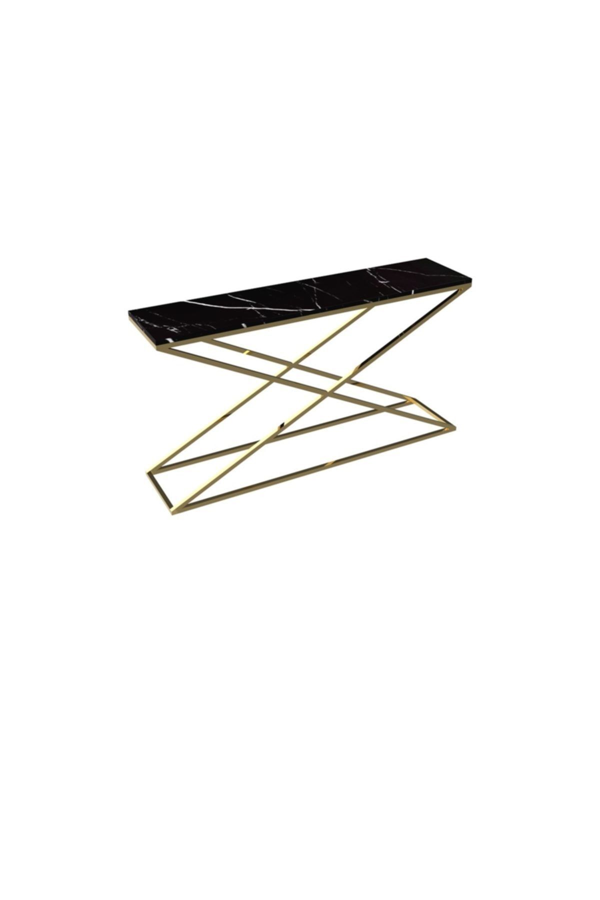 MAKSA Aida 150cm Alexandrette Black Parlak Paslanmaz Titanyum Gold Konsol