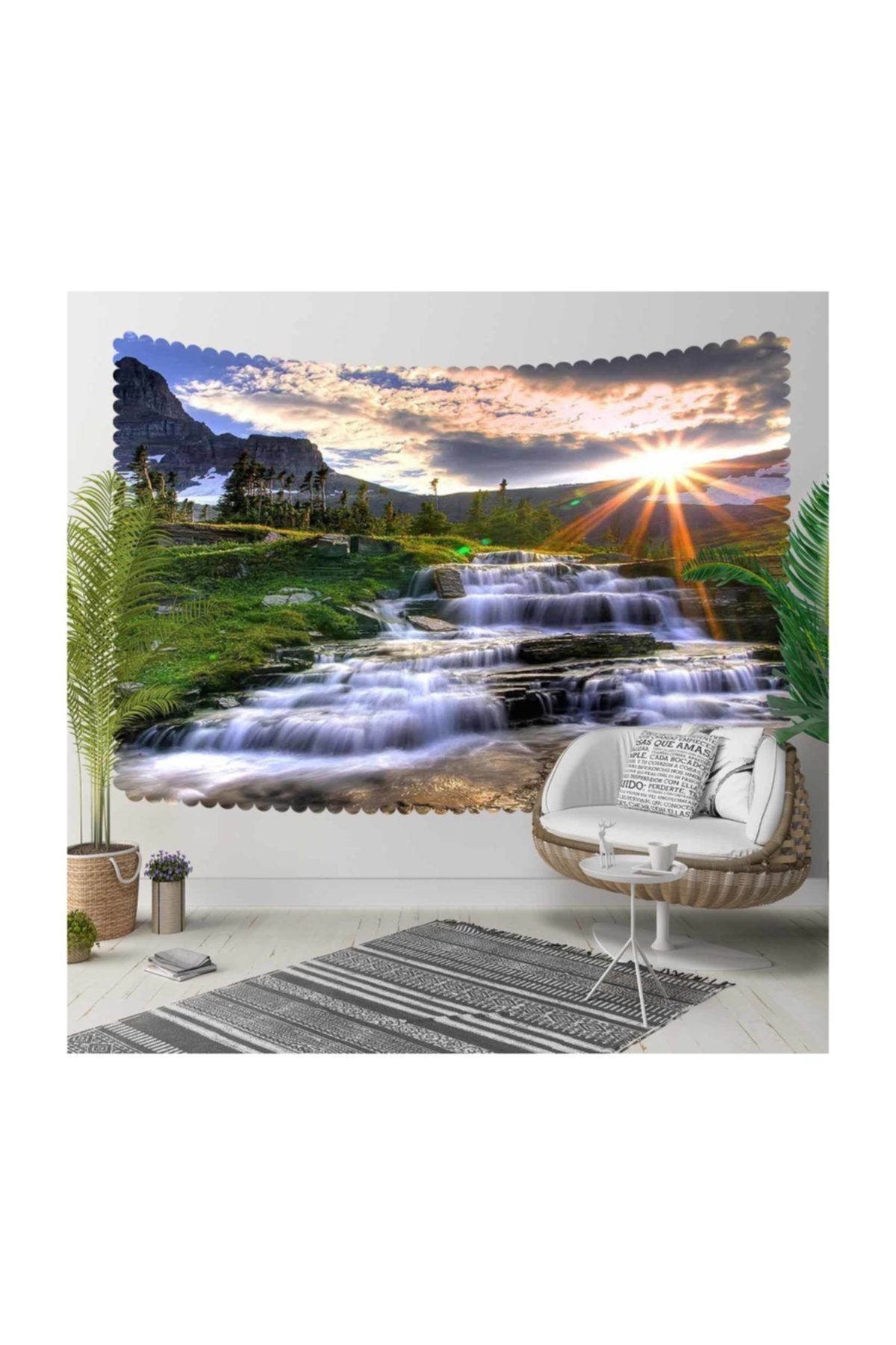 Else Halı Else Osmanlı Otantik Çiçekli 3d Kumaş Dekoratif Duvar Örtüsü 140x200cm