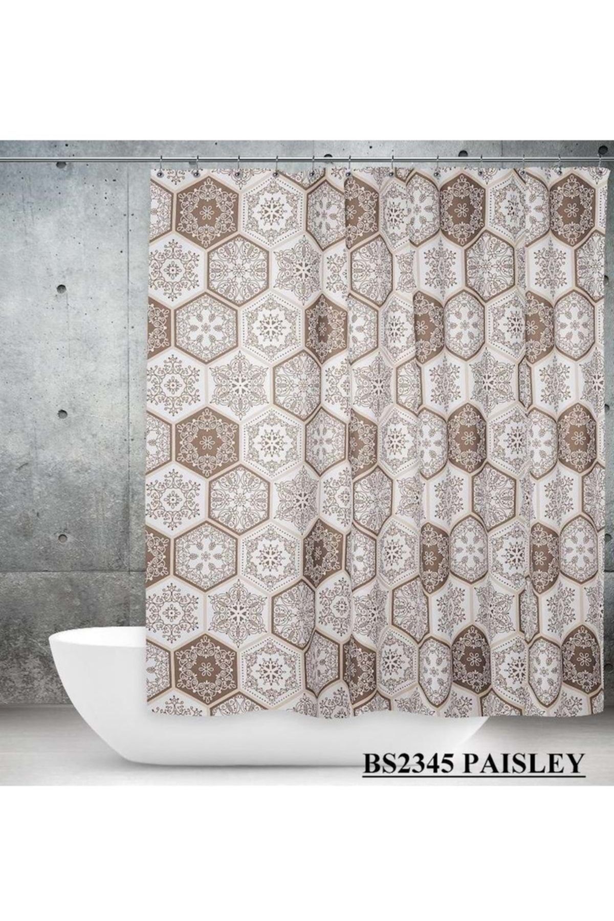Tropik Çift Kanatlı Su Geçirmez Banyo Duş Perdesi (seçenekli) - Paisley Bs2345