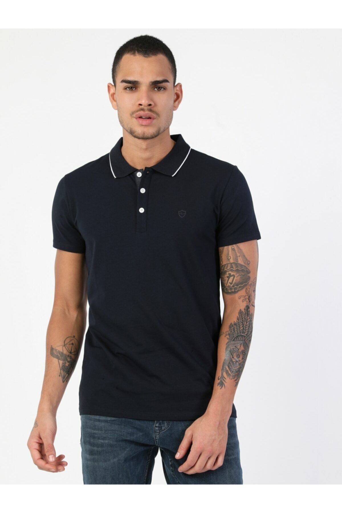 Colin's ERKEK Slim Fit Polo Yaka Erkek Lacivert Polo Kısa Kol CL1048677