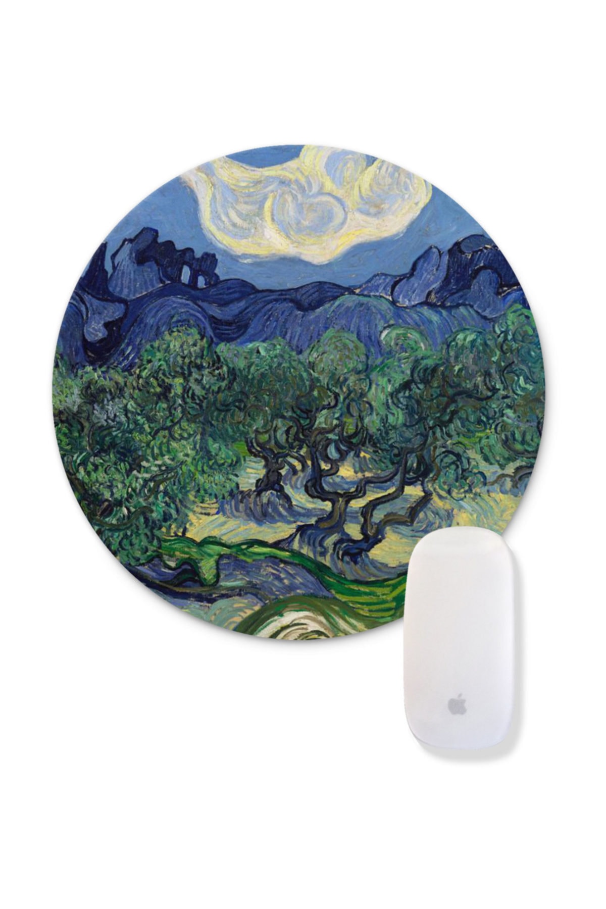 Bi Tıkla Gelsin Van Gogh Olive Trees Baskılı Yuvarlak Mouse Pad - Unl042y