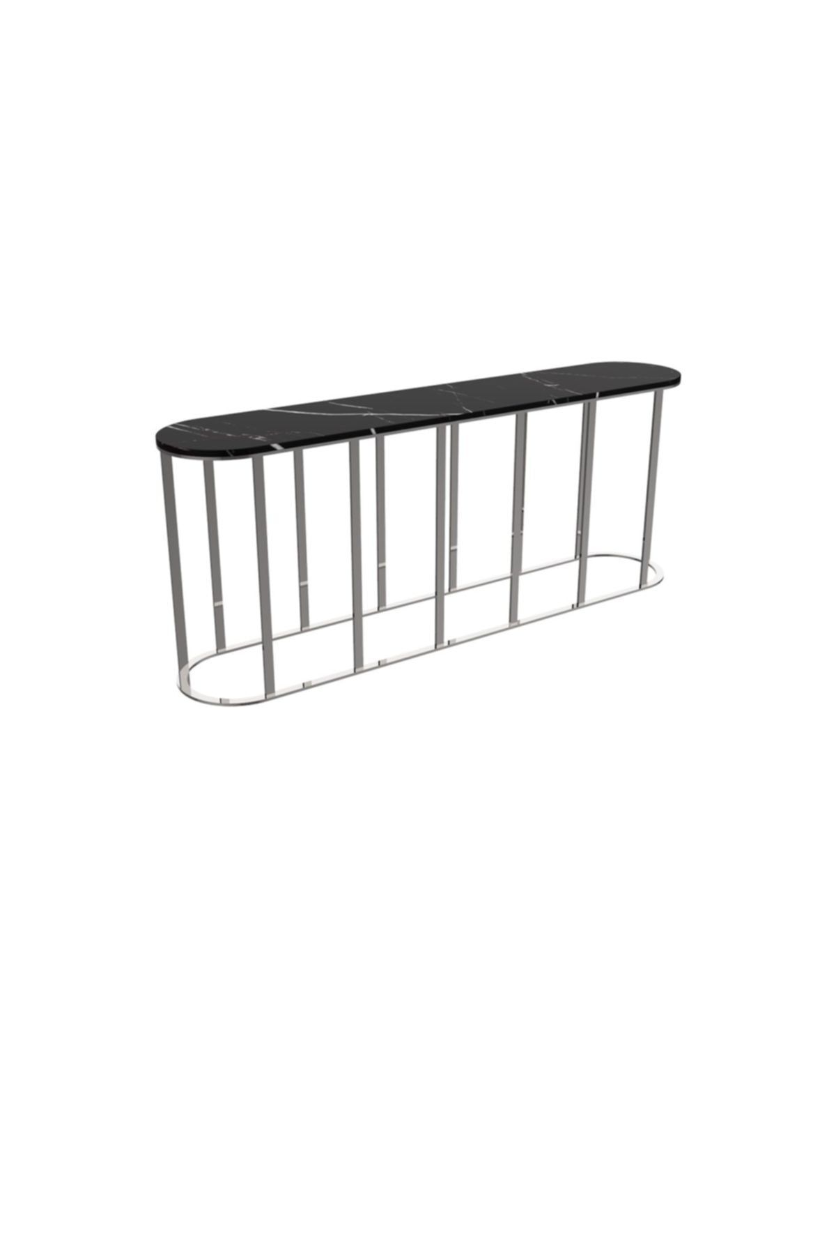 MAKSA Mariola 200 cm Alexandrette Black Parlak Paslanmaz Konsol