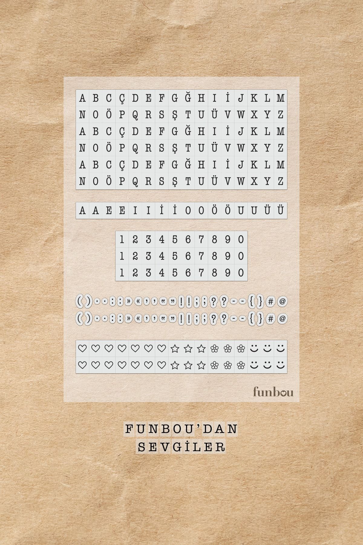 Funbou Şeffaf Harf-rakam Sticker Seti / 2 Sayfa