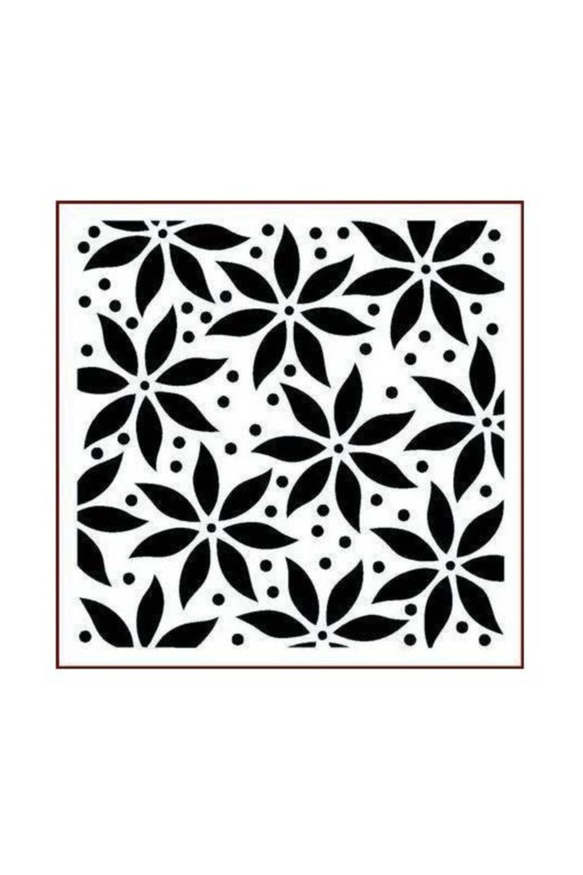 Artikel Puantiyeli Çiçek Desen Stencil Tasarımı 30 X 30 cm