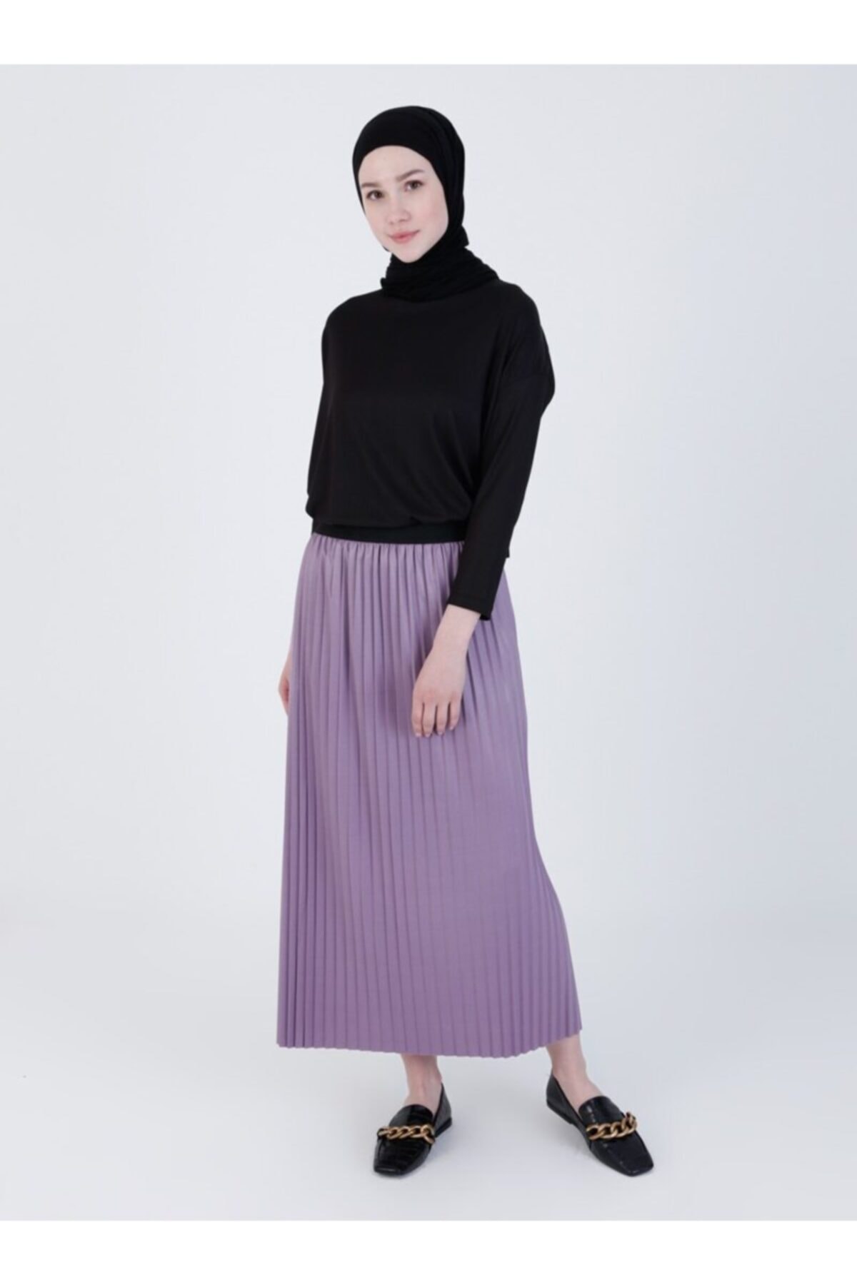 TOFİSA Kadın Lila Piliseli Etek