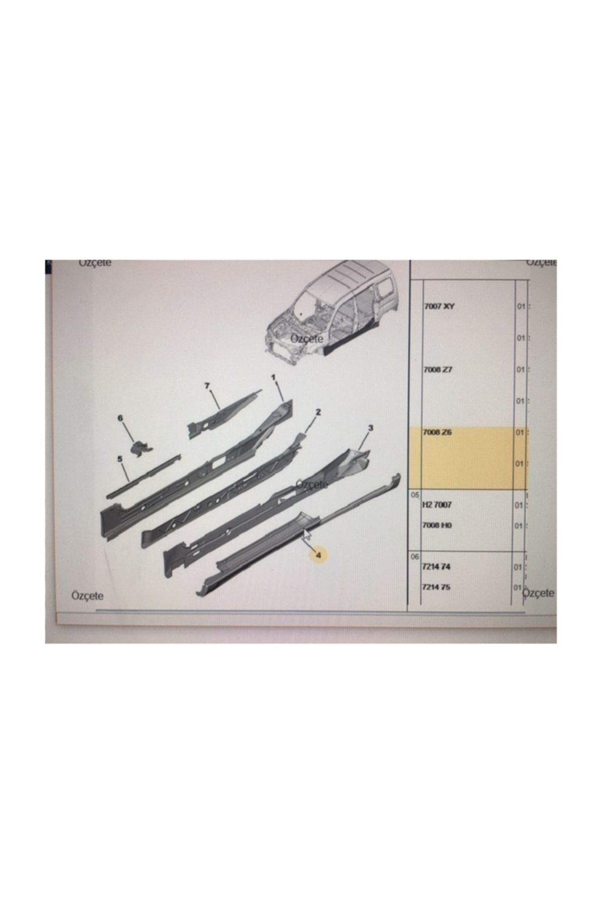 AÇIK OTOMOTİV Peugeot Citroen Partner Berlingo Marsbiyel Sacı Sağ 7008.z6