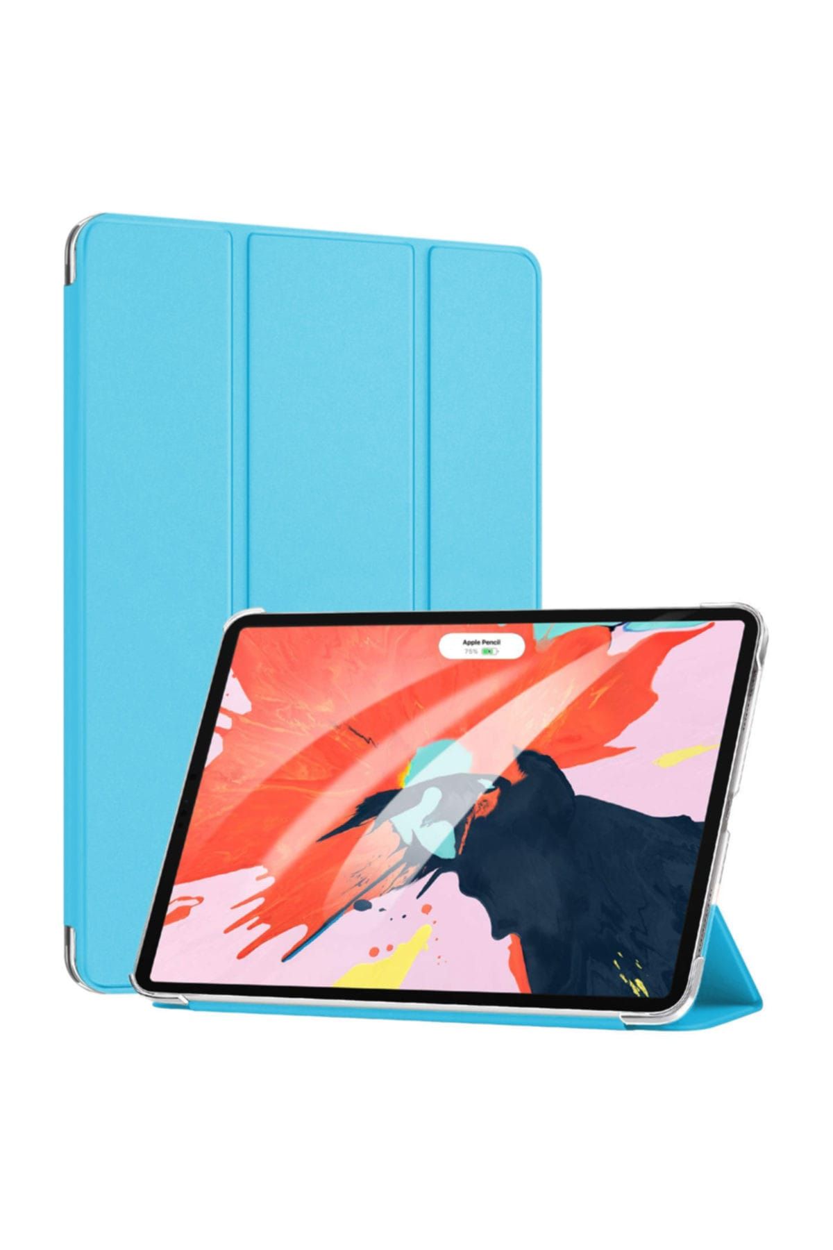 Apple iPad Pro 12.9'' 2018 (A1876-A2014-A1895-A1983) Smart Case ve arka Kılıf Mavi