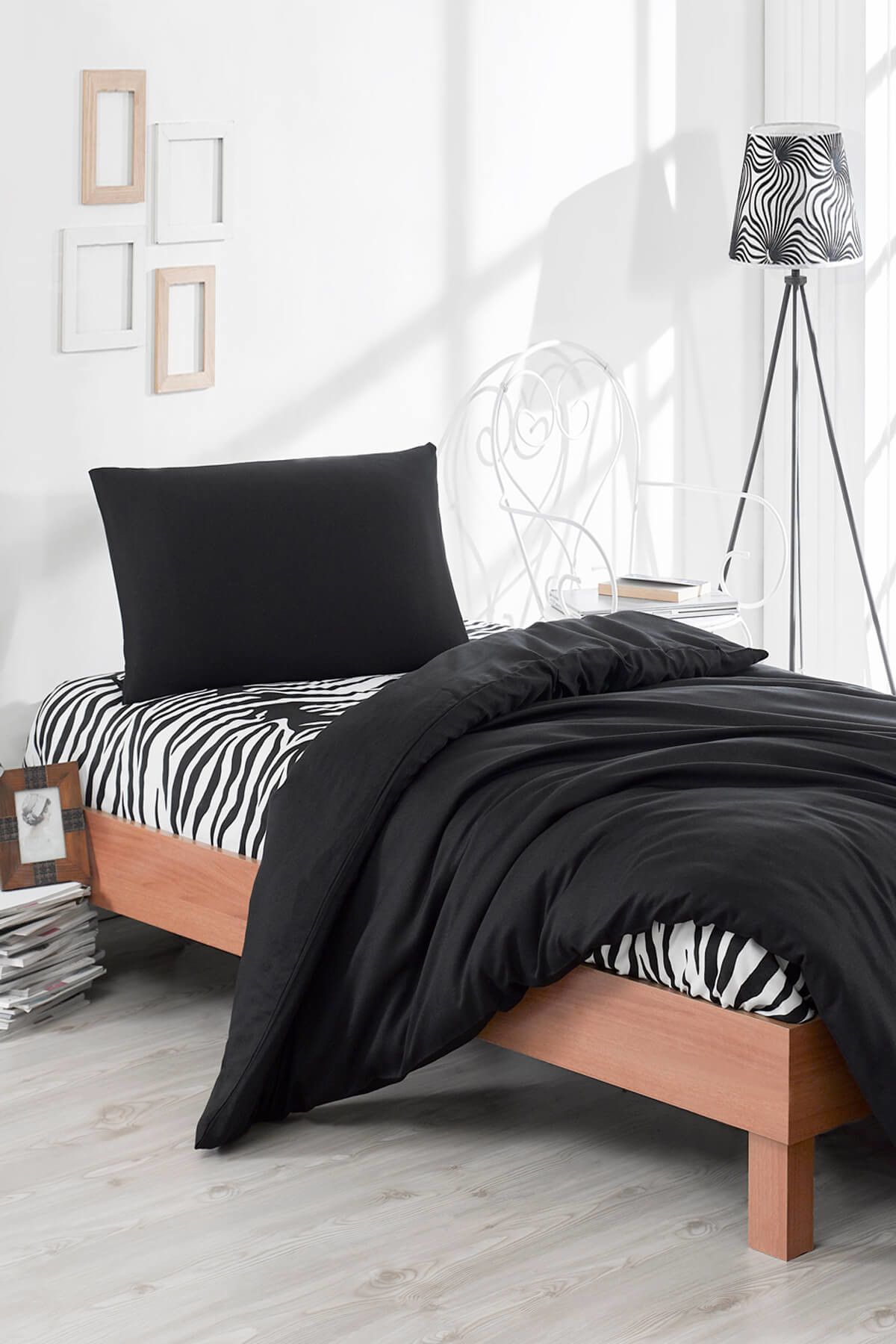 Ev & Ev Home Tek Kişilik Paint Nevresim Takımı Safari Siyah