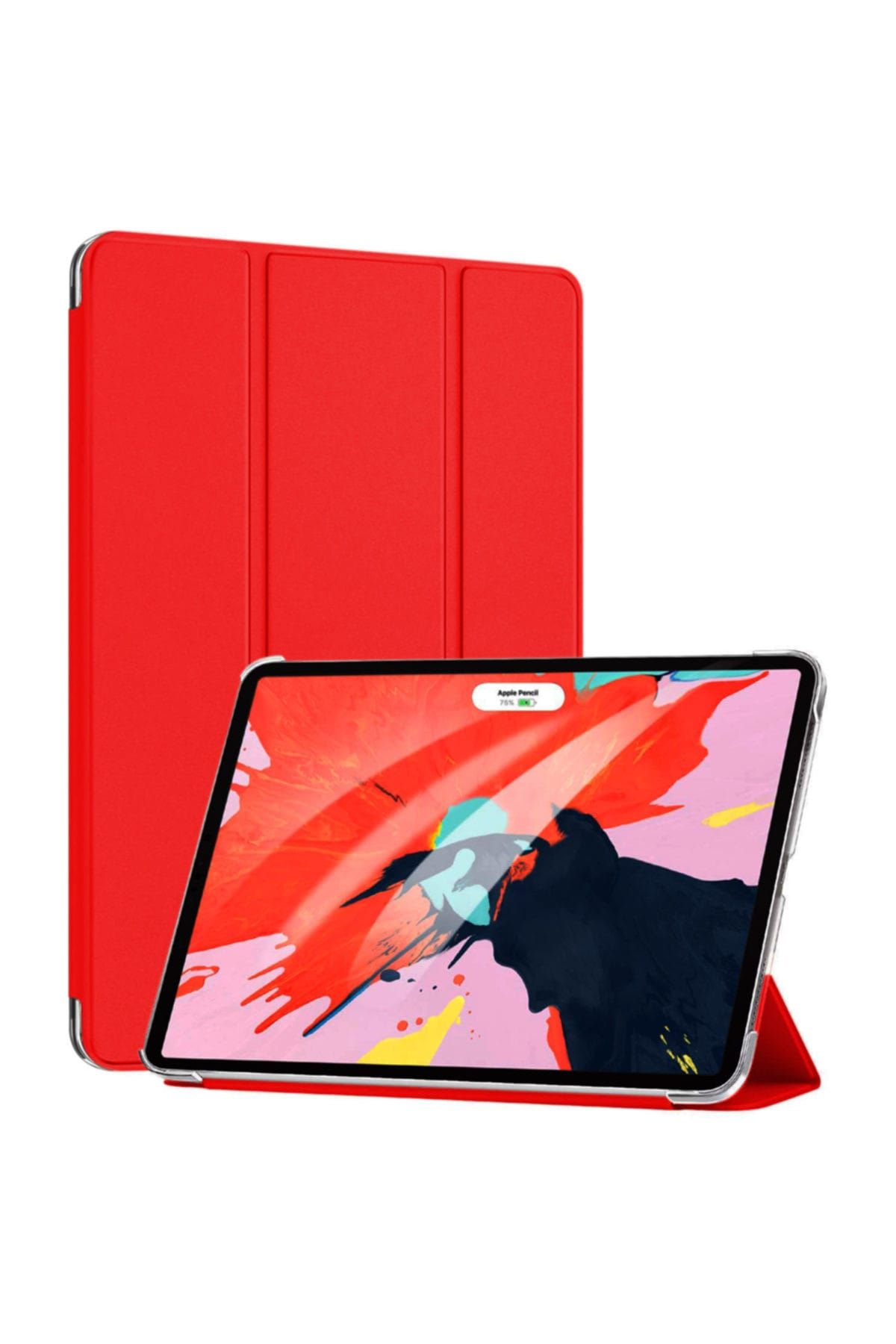 Apple iPad Pro 12.9'' 2018 (A1876-A2014-A1895-A1983) Smart Case ve arka Kılıf Kırmızı