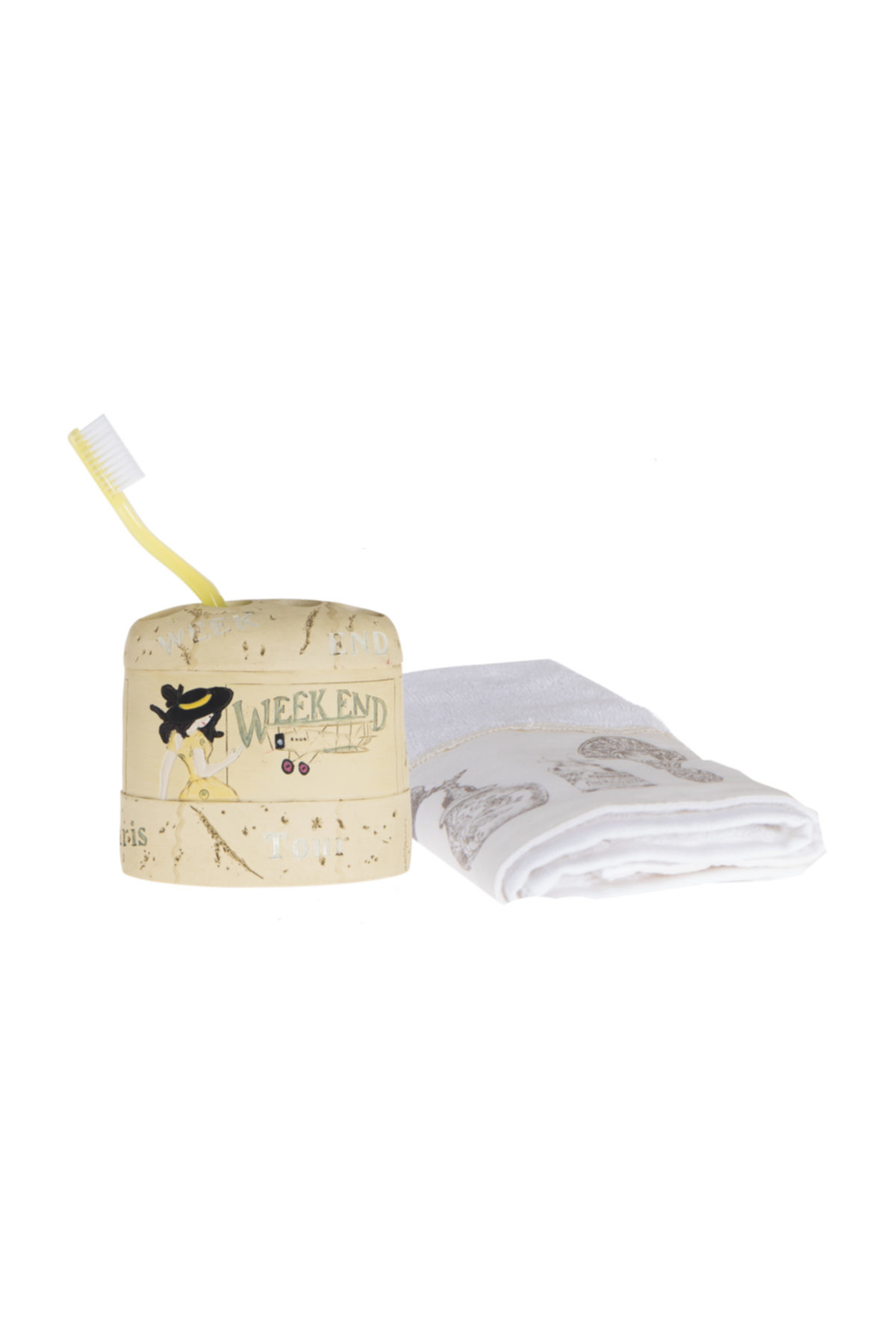 Bosphorus Diş Fırçalık Paris Desenli Poliresin 10x10x5cm