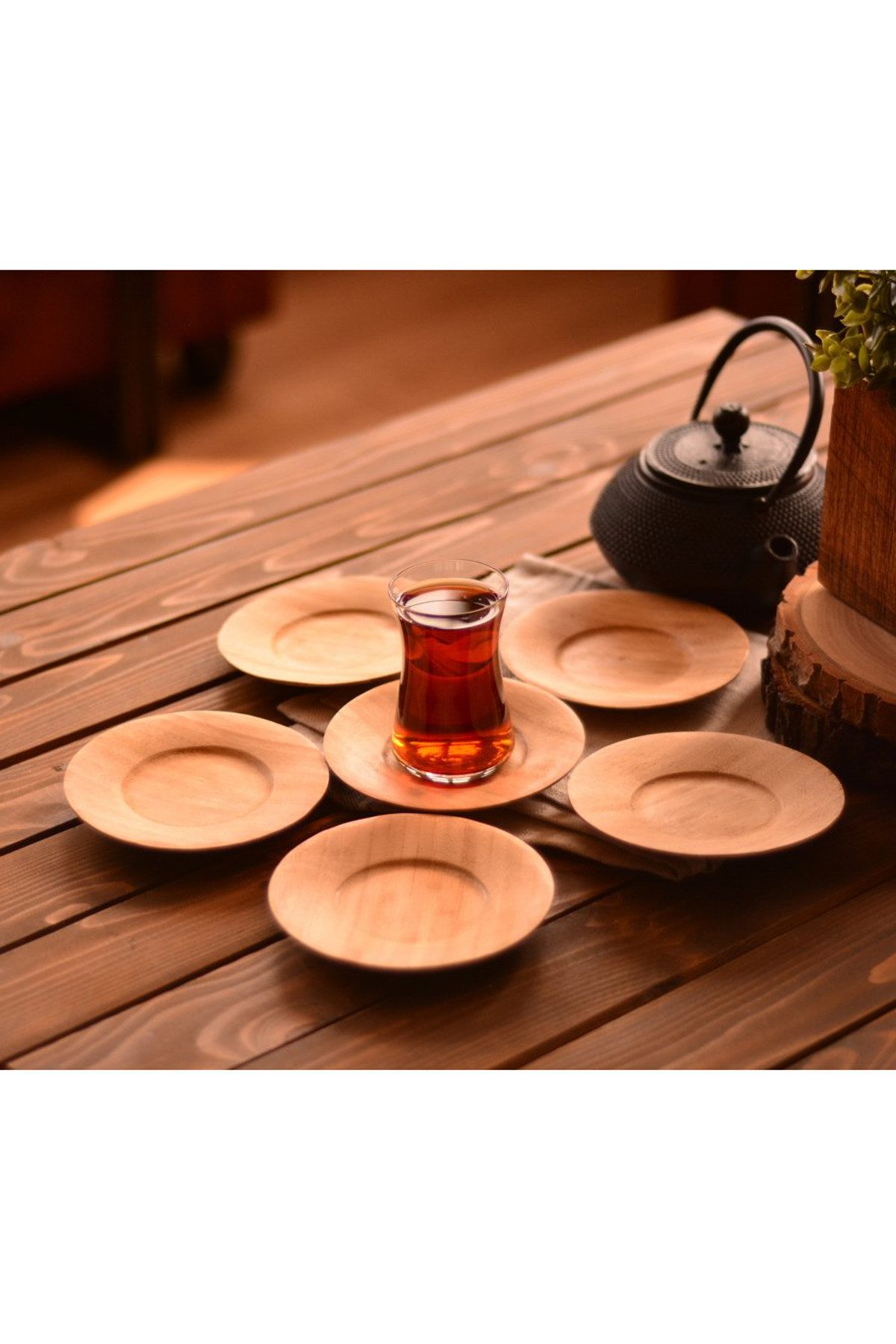 Bambum Didi - 6'lı Yuvarlak Çay Tabağı B0514