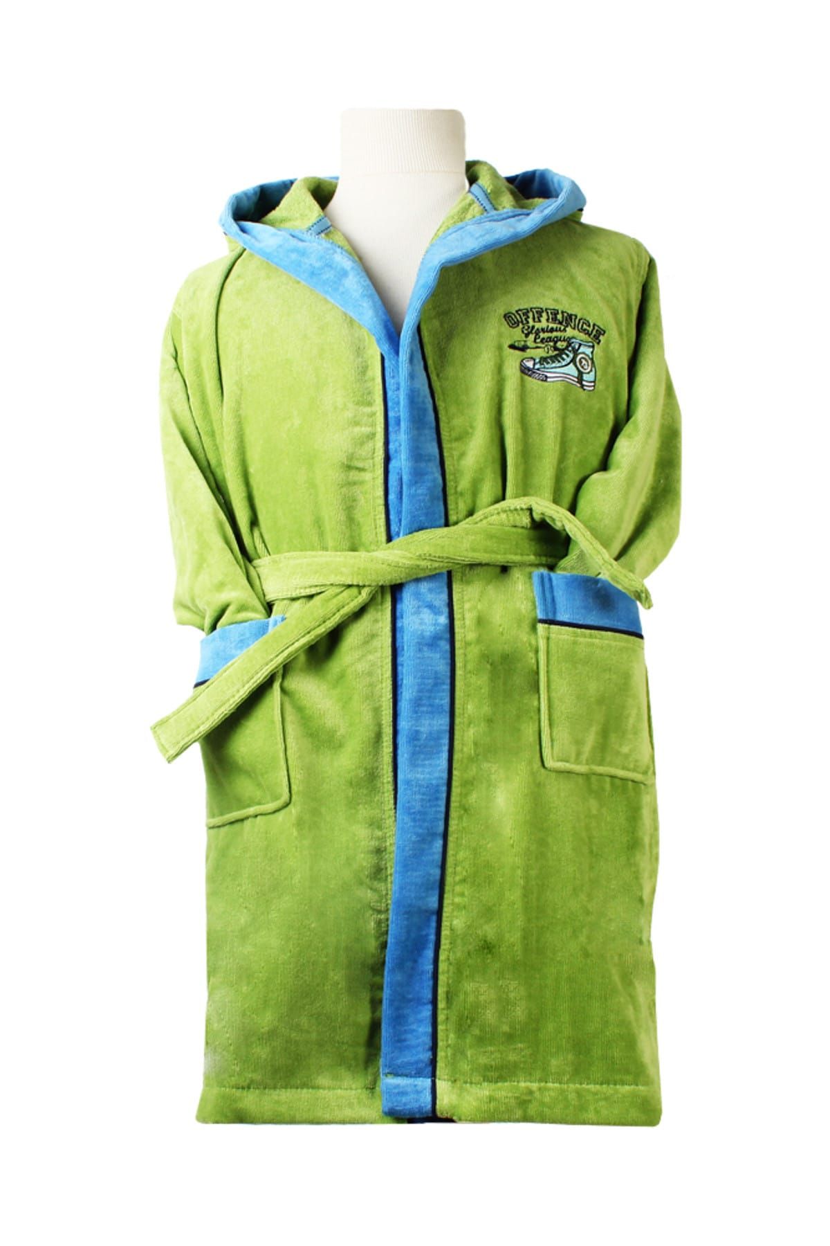 Ecocotton Organik Pamuk 7-8 Yaş Çocuk Bornoz - Offence Yeşil