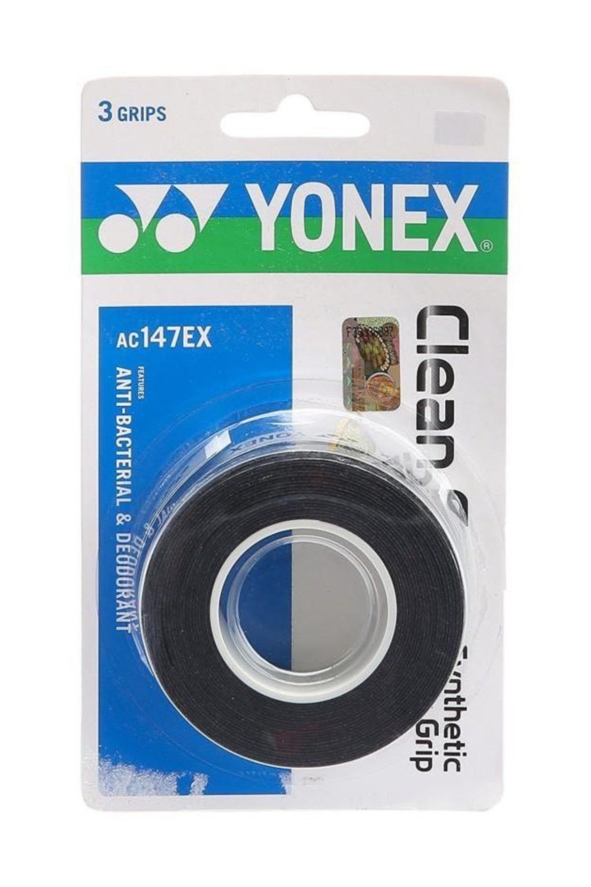 YONEX Ac 147 Anti Bakteriyel Grip 3'lü Siyah