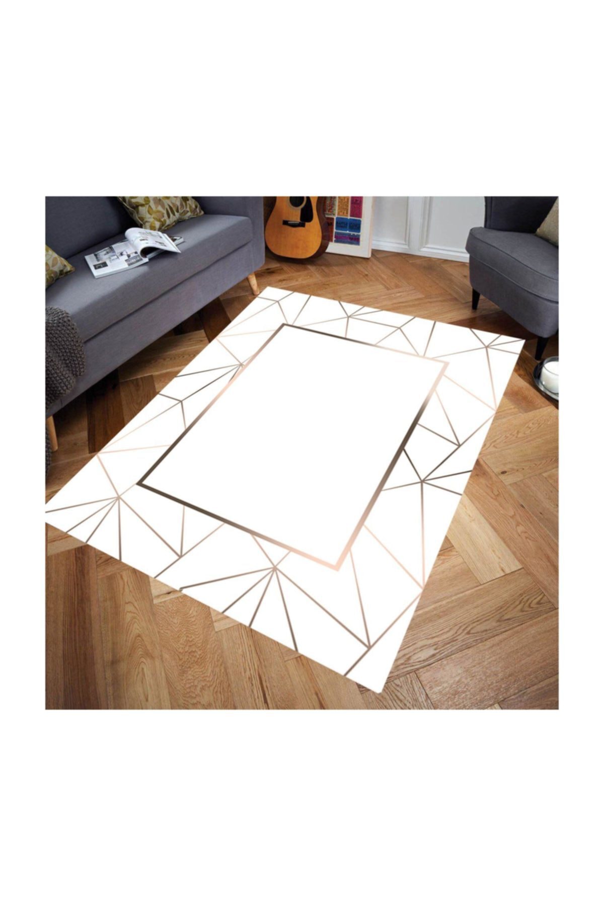 cappio hali beyaz gold prizma desenli hali dijital baski fiyati yorumlari trendyol