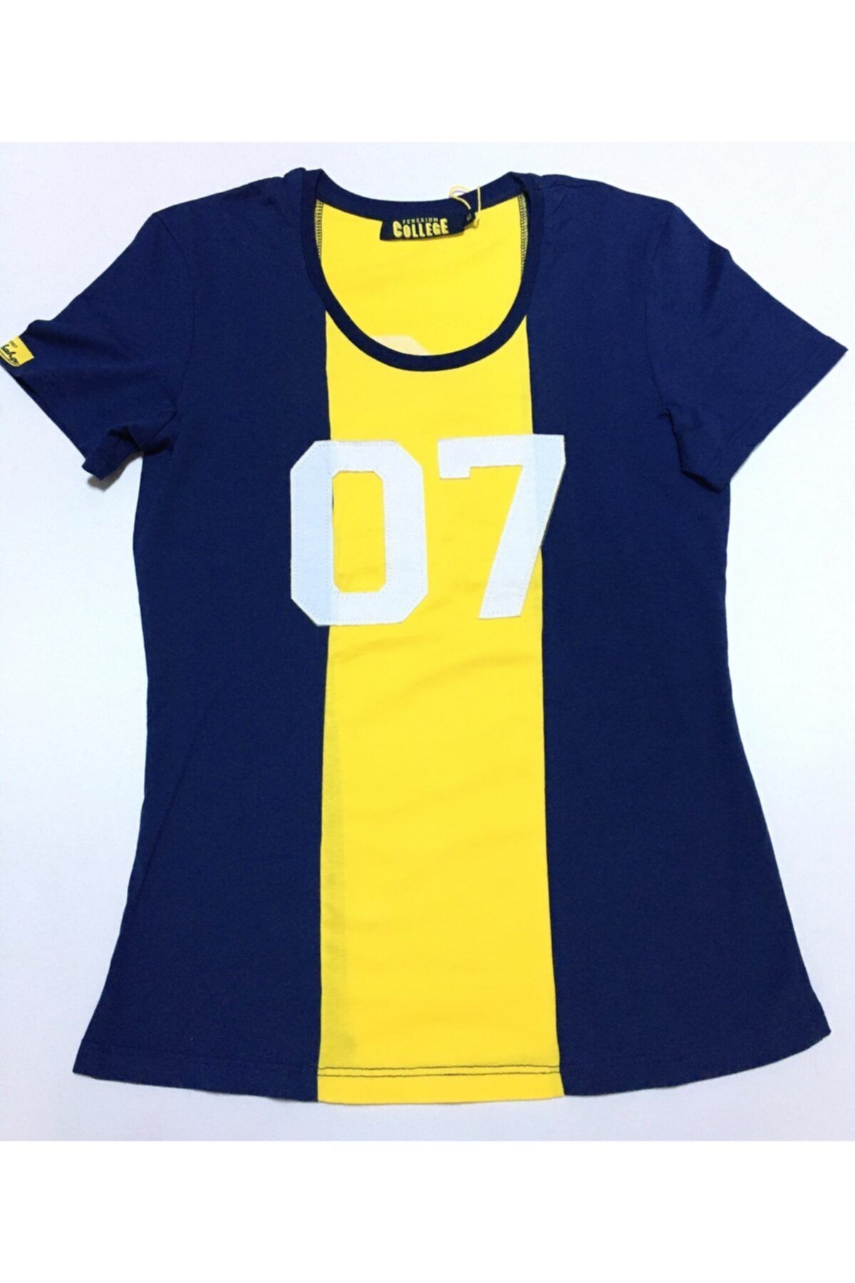 fenerium kadin cubuklu 19 07 sari lacivert tshirt fiyati yorumlari trendyol