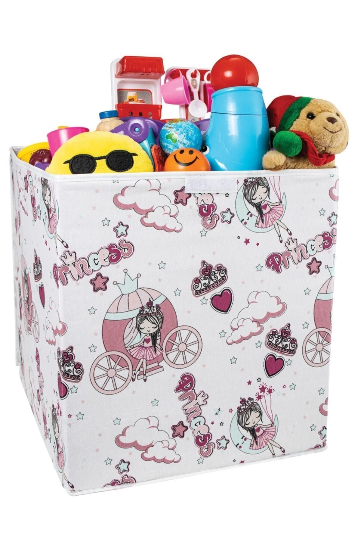 HOMELİFE EV TEKSTİL Büyük Boy Kapaklı Oyuncak / Çocuk Odası / Kutusu / Sepeti / Lüks Kumaş / 40x40x45