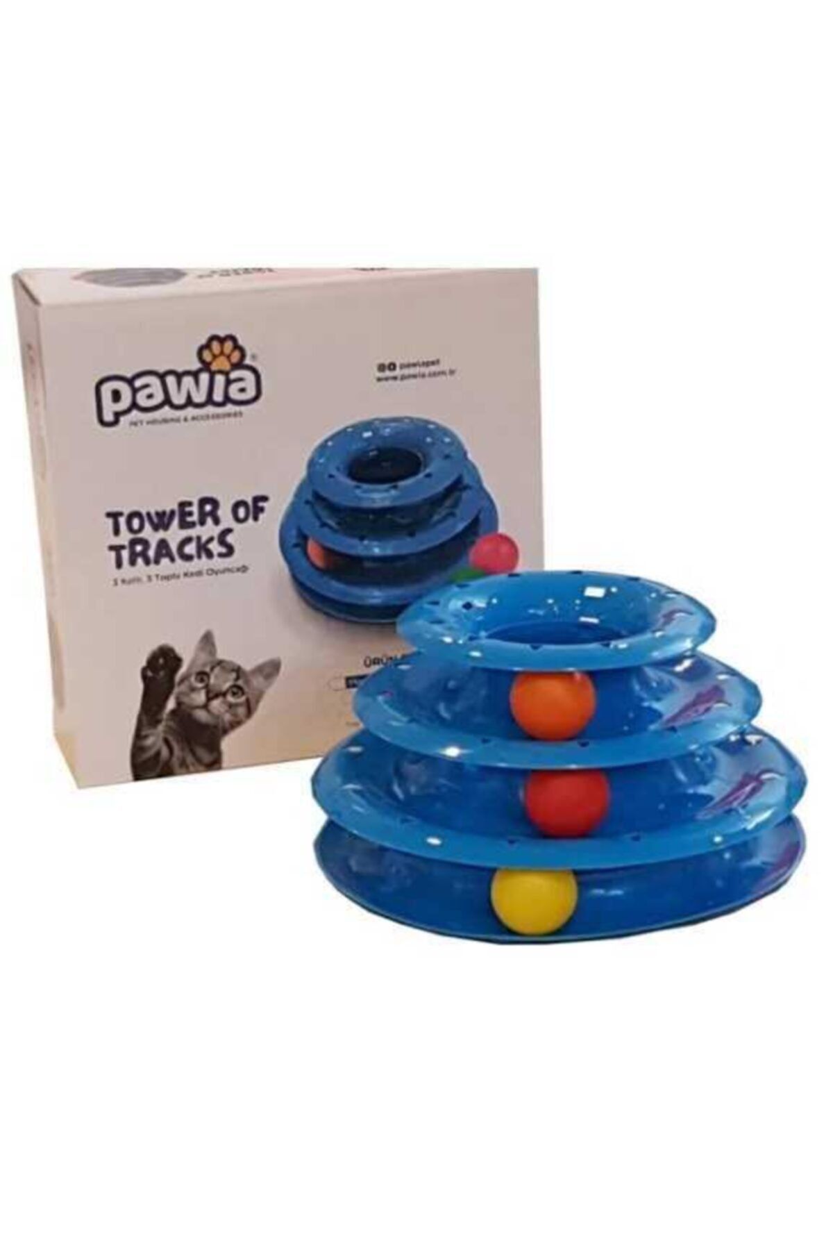 Pawise Pawia Tower Of Tracks 3 Katlı 3 Toplu Plastik Kedi Oyuncağı 23x12cm