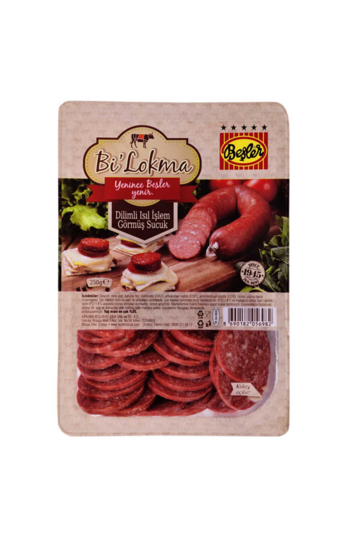 Beşler - Bi Lokma Dana Dilimli Sucuk (250 Gr)