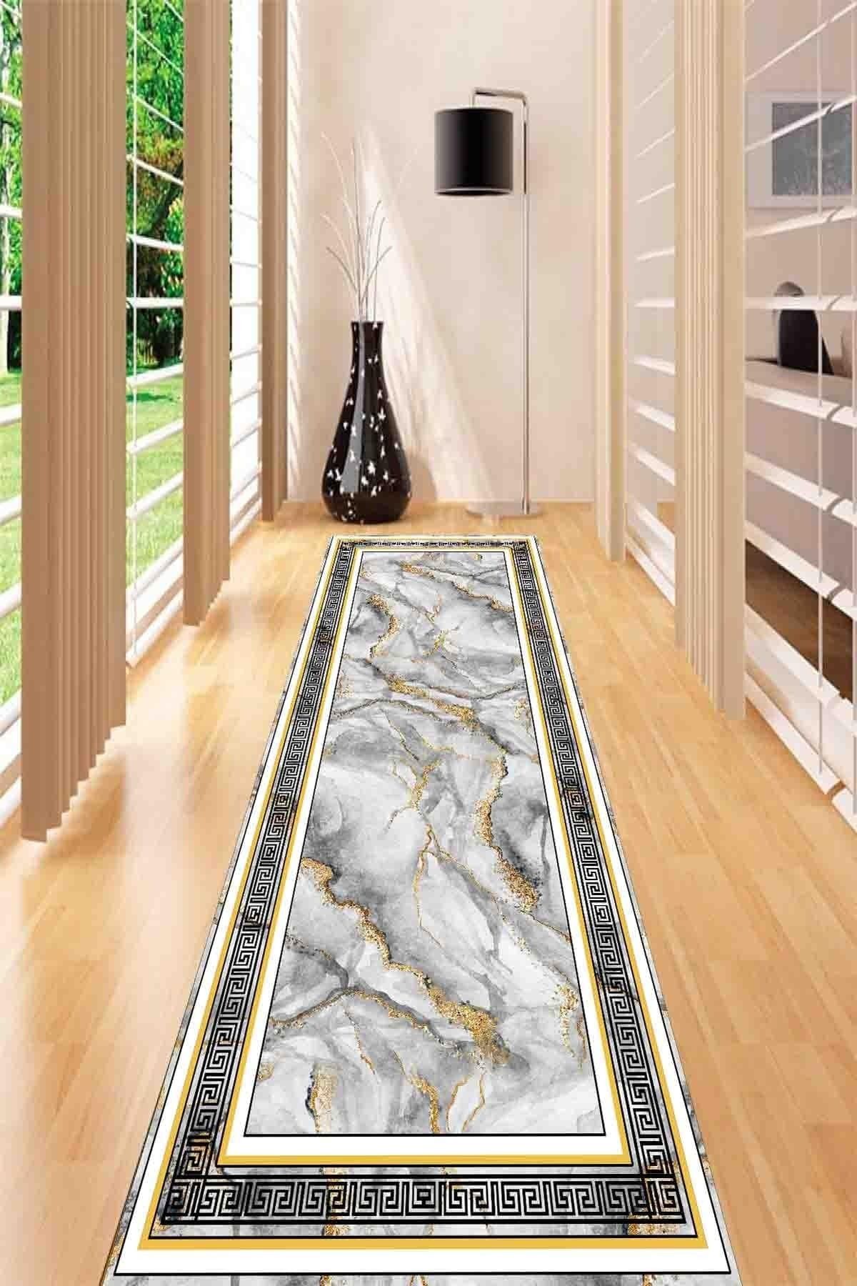 SUNTEKS HOME Dijital Baskı Kaymaz Taban Saray Mermer Yolluk