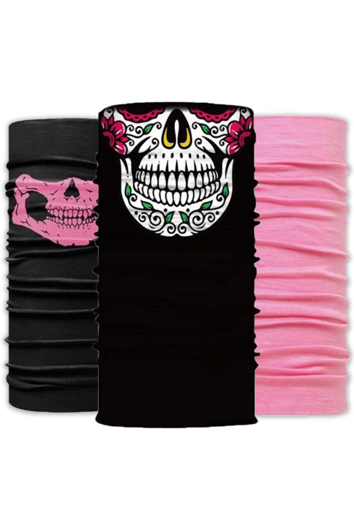 Knmaster Unisex Siyah Pembe Bandana 3'lü